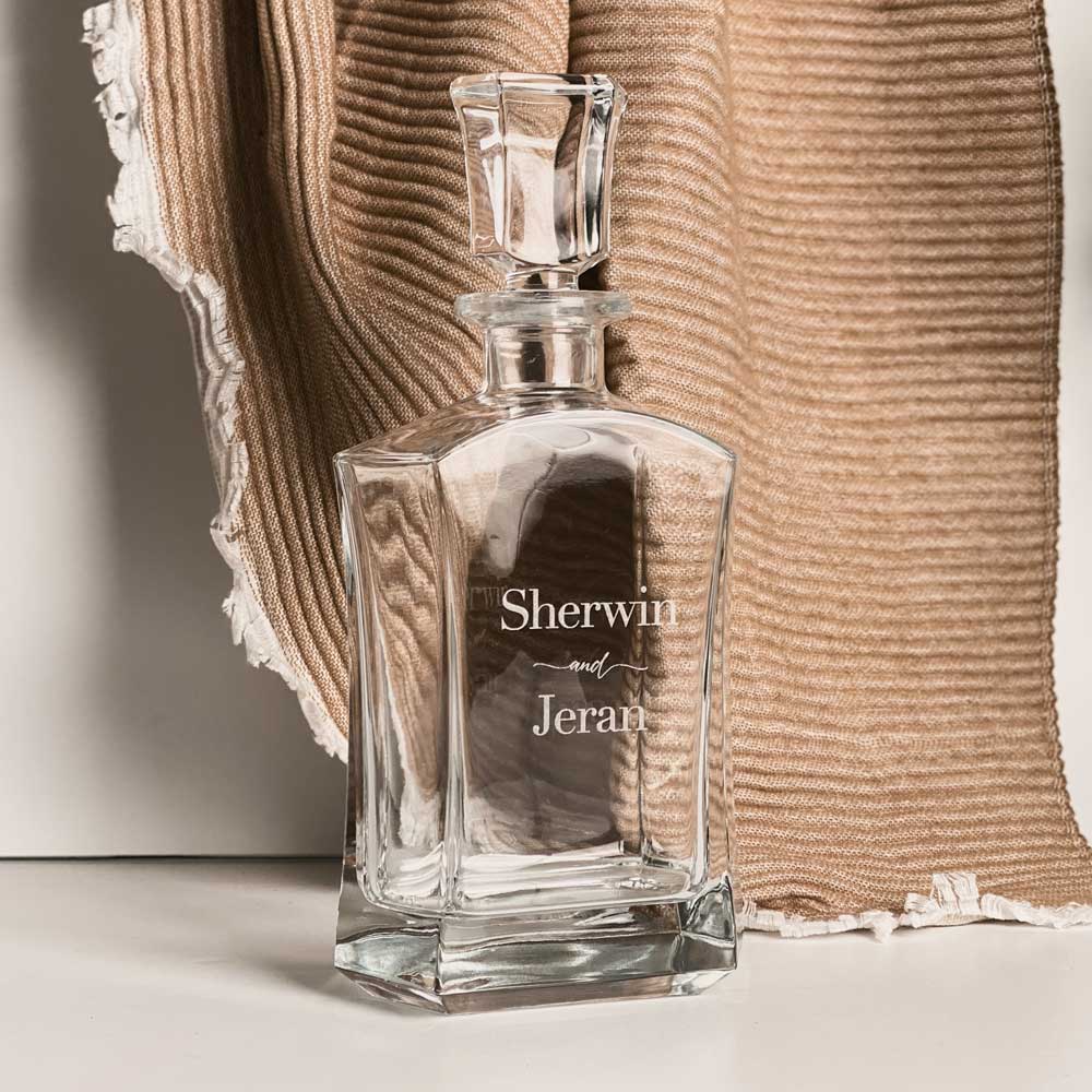 Engraved wedding whiskey decanter