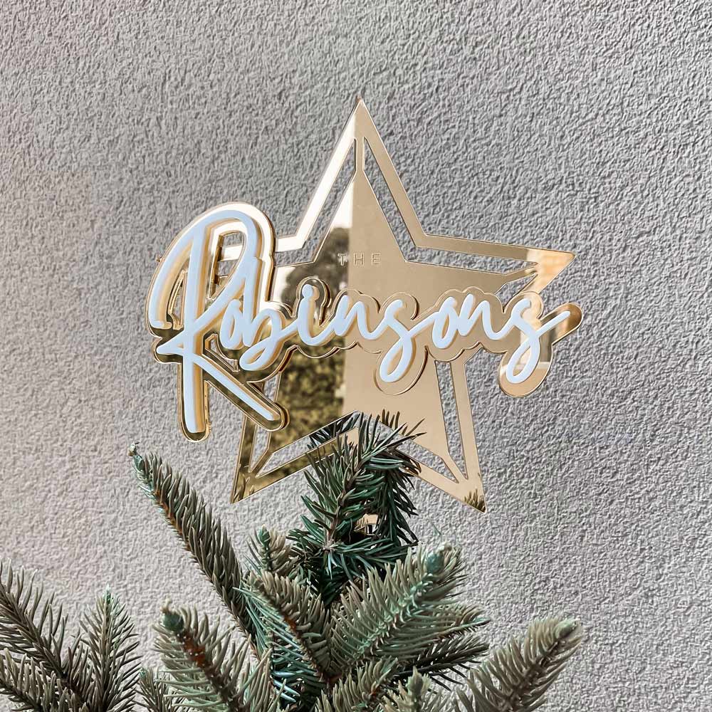 3D Christmas Star Mirror Tree Topper