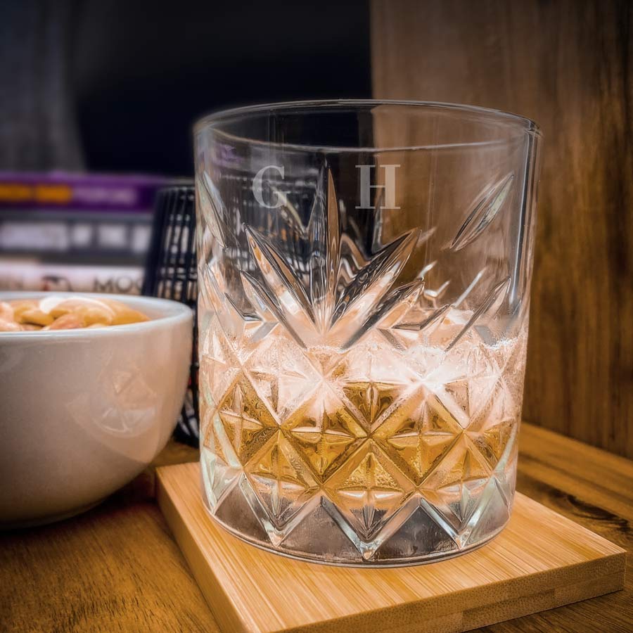 Premium Engraved Monogram Whisky Glass 355ml