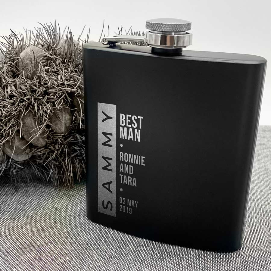 Engraved Bestman Groomsmen Flask - view 5