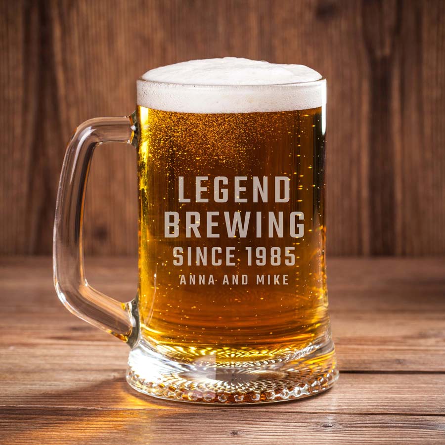 Engraved Birthday Beer Mug 500ML Monogram