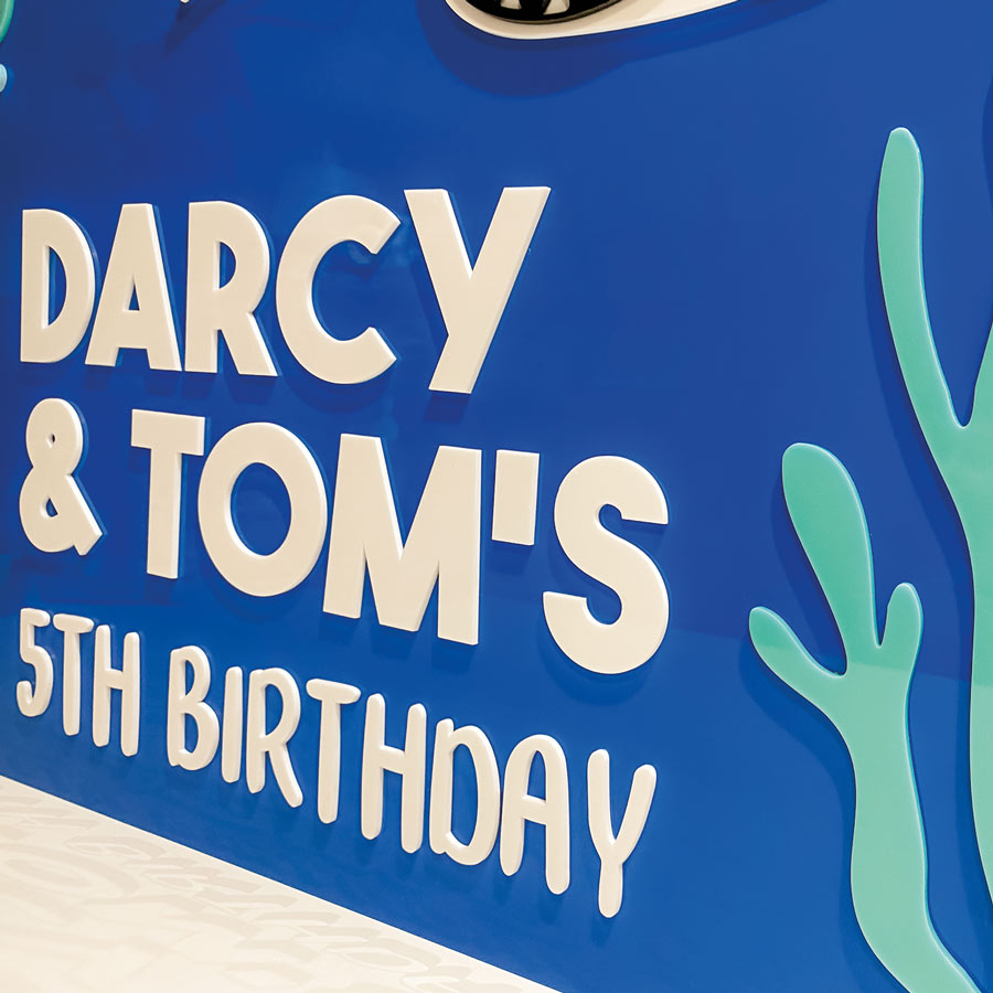 Shark Birthday Acrylic Sign 3D