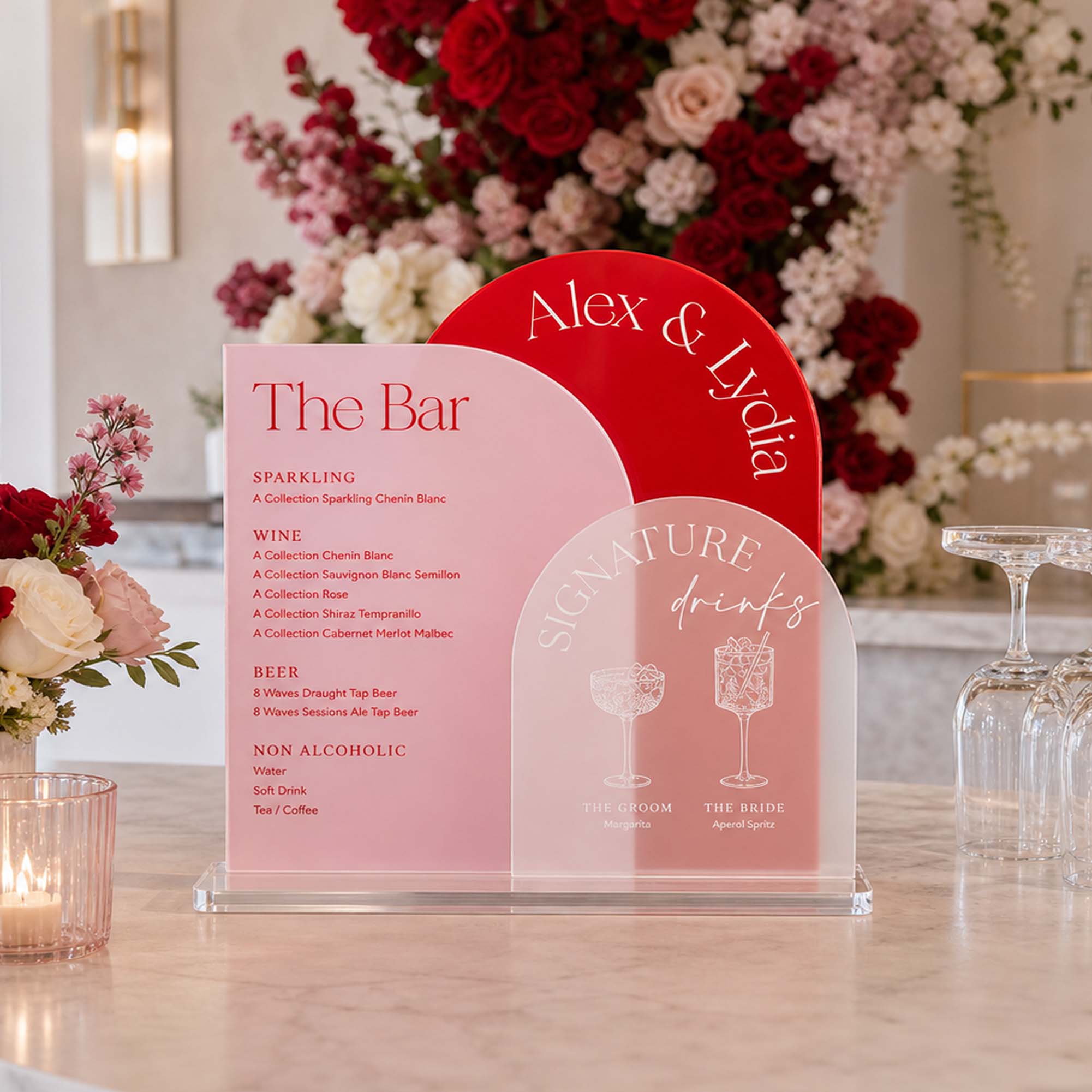 Personalised Lydia 3 Panel Bar Menu Sign