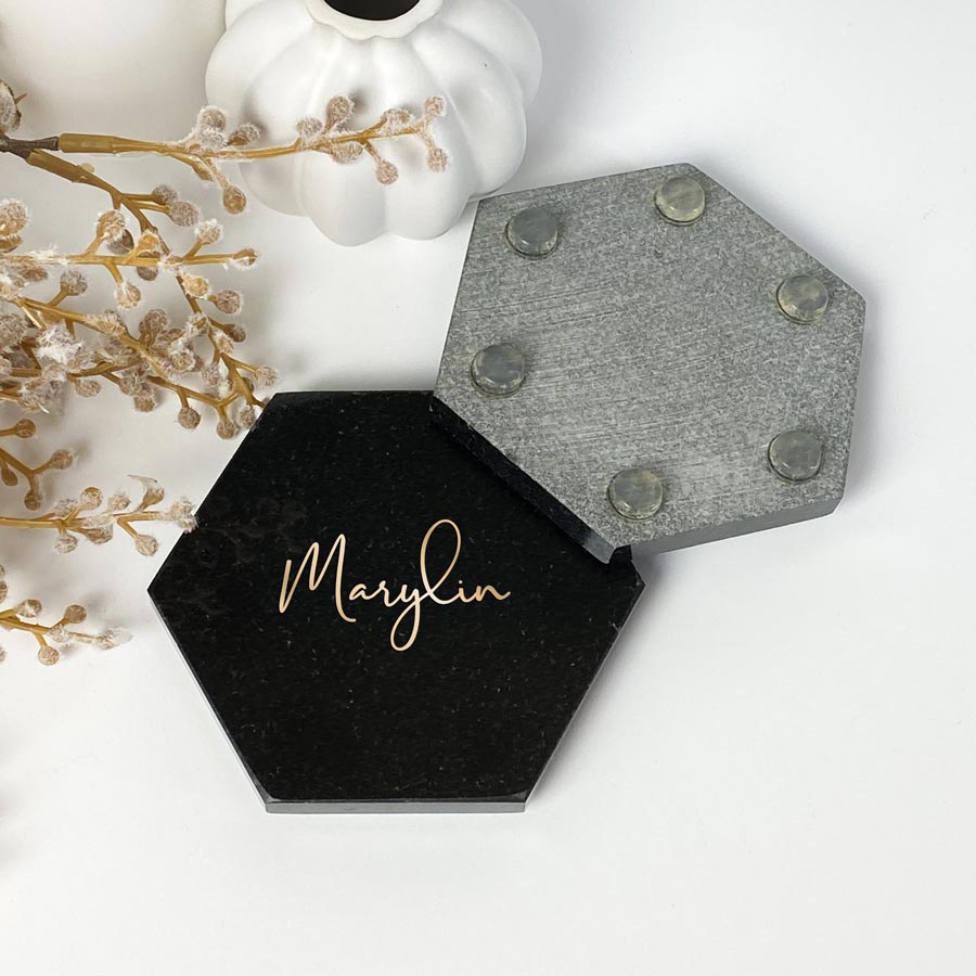 personalised marble coasters black