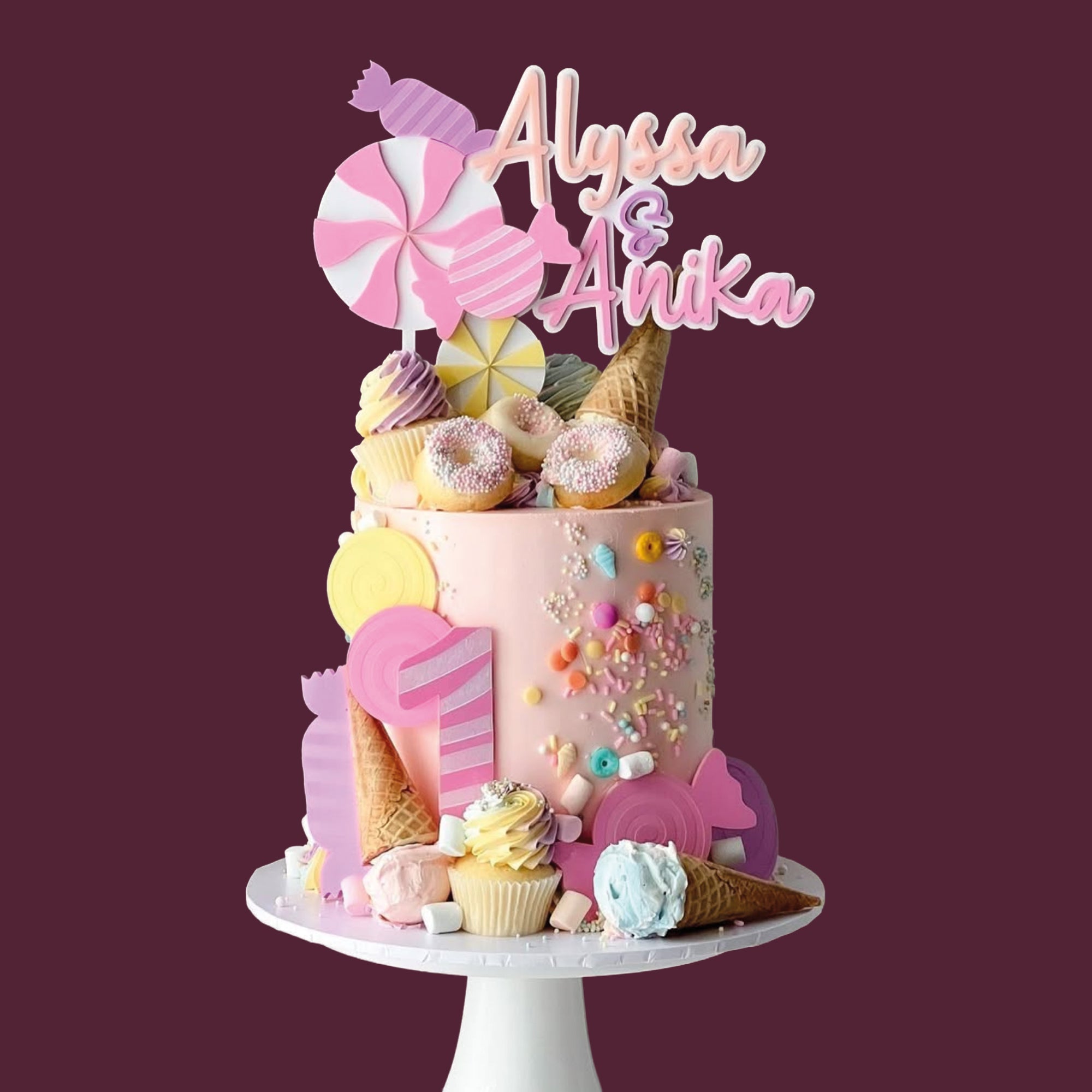 Custom Layered Acrylic Candy Land Birthday Cake Topper