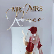 Mr & Mrs Floating Heart Custom Cake Topper - Layered