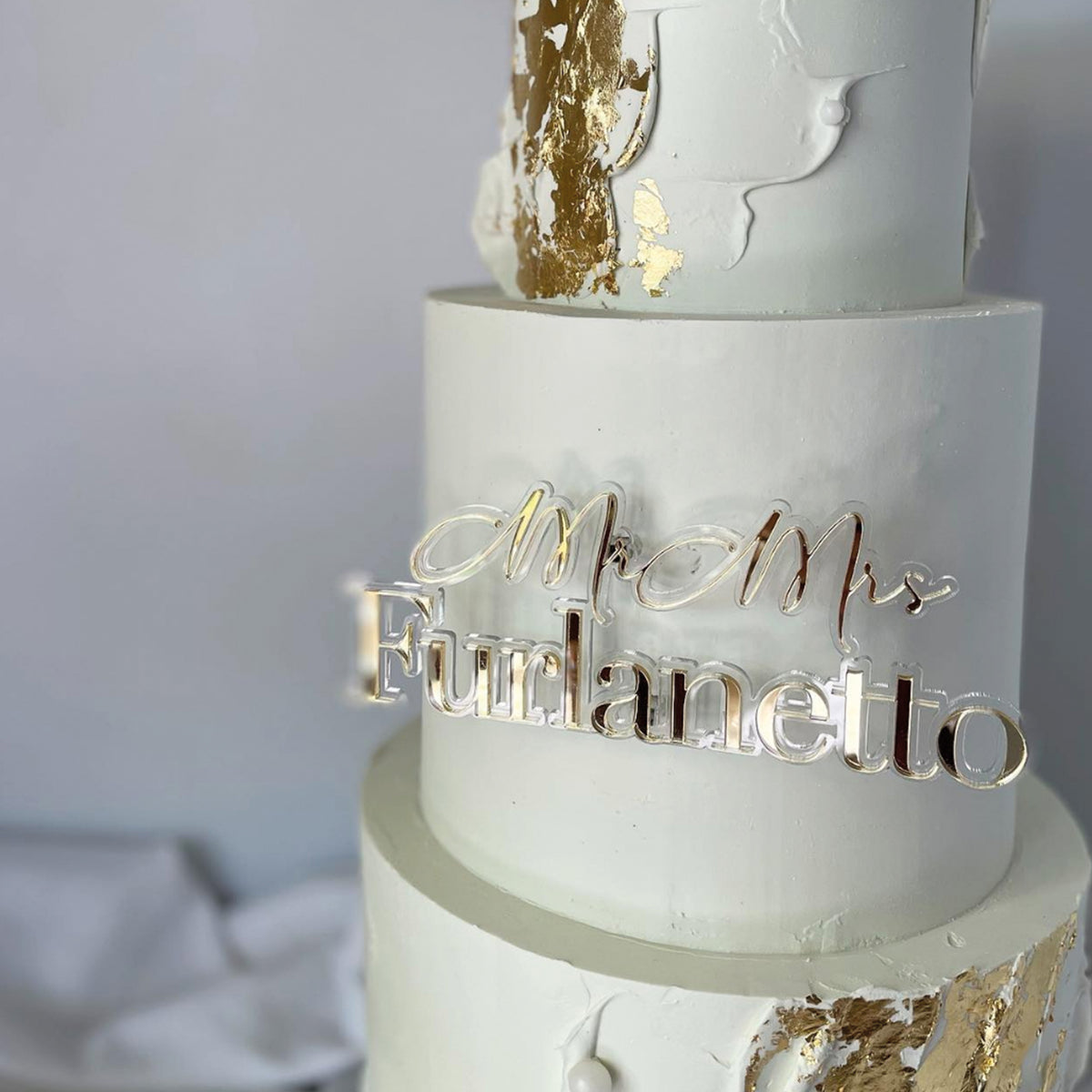 Mr & Mrs Floating Layered Cake Fropper- wedding cake topper