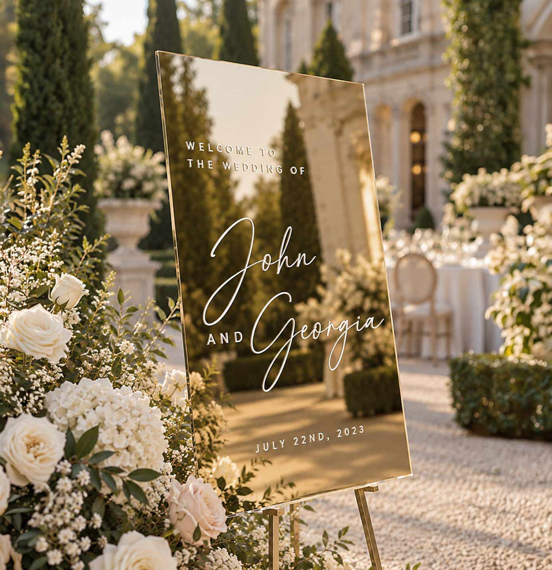 Claudine Acrylic Mirror Wedding Welcome Sign