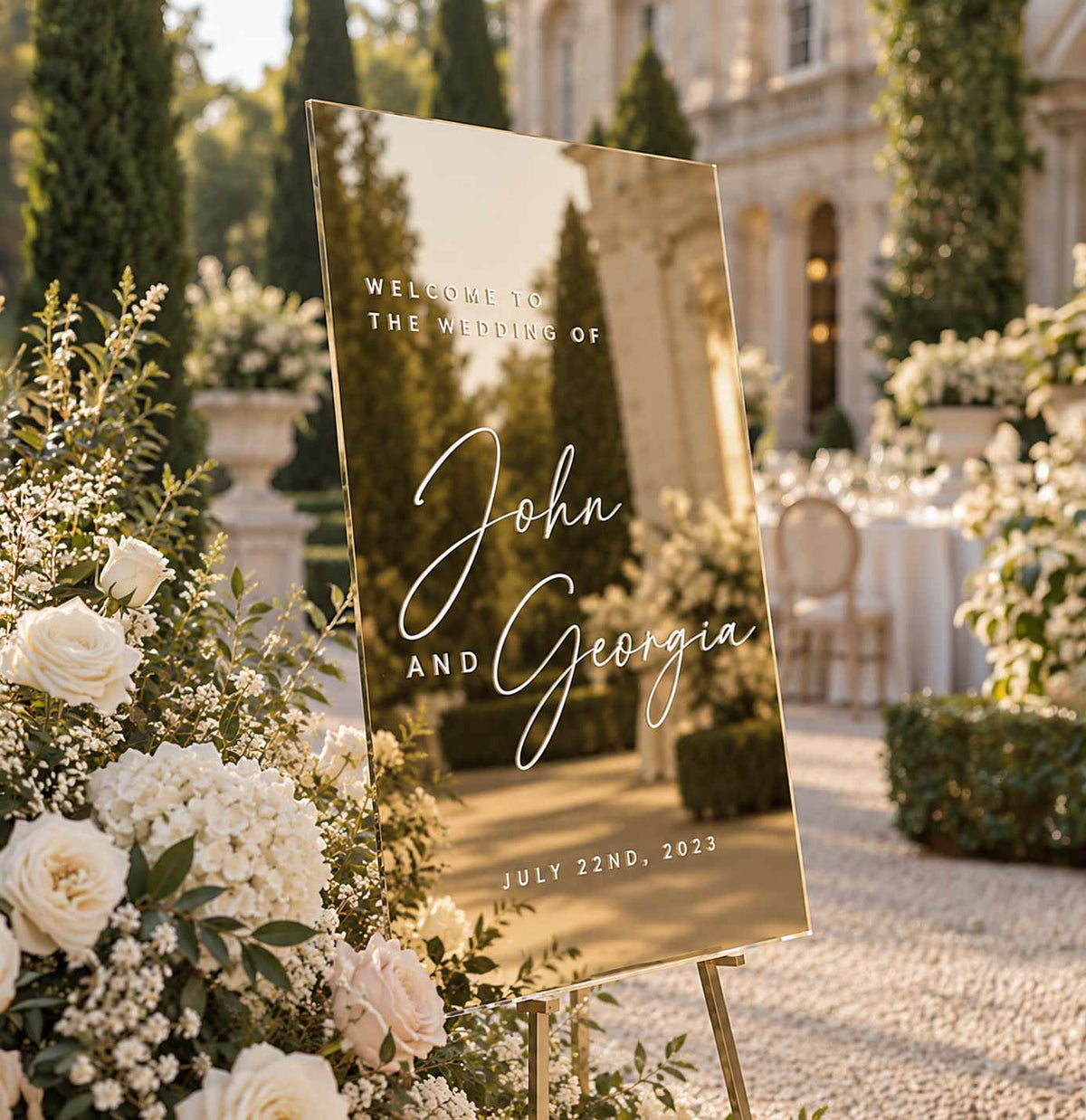 Claudine Acrylic Mirror Wedding Welcome Sign