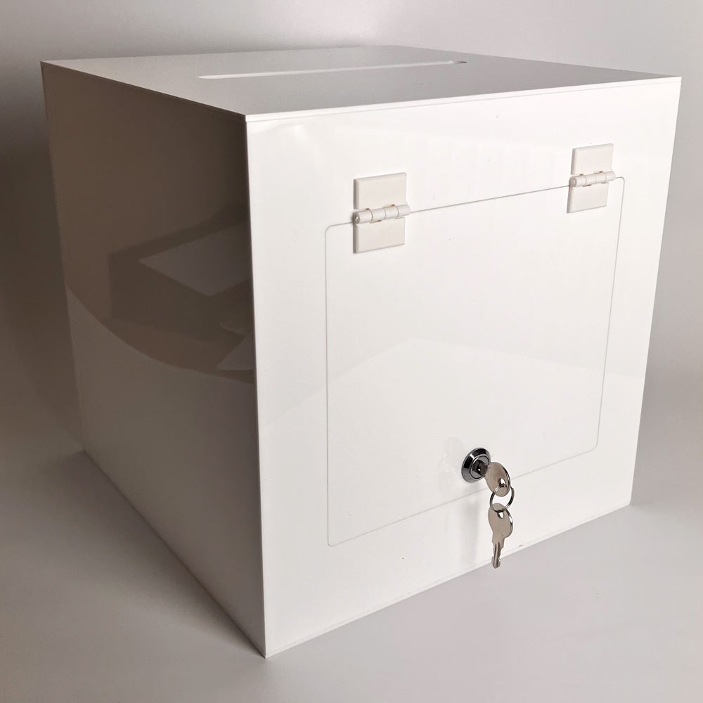 White Acrylic Wishing Well Thank you xx Gold mirror HIRE