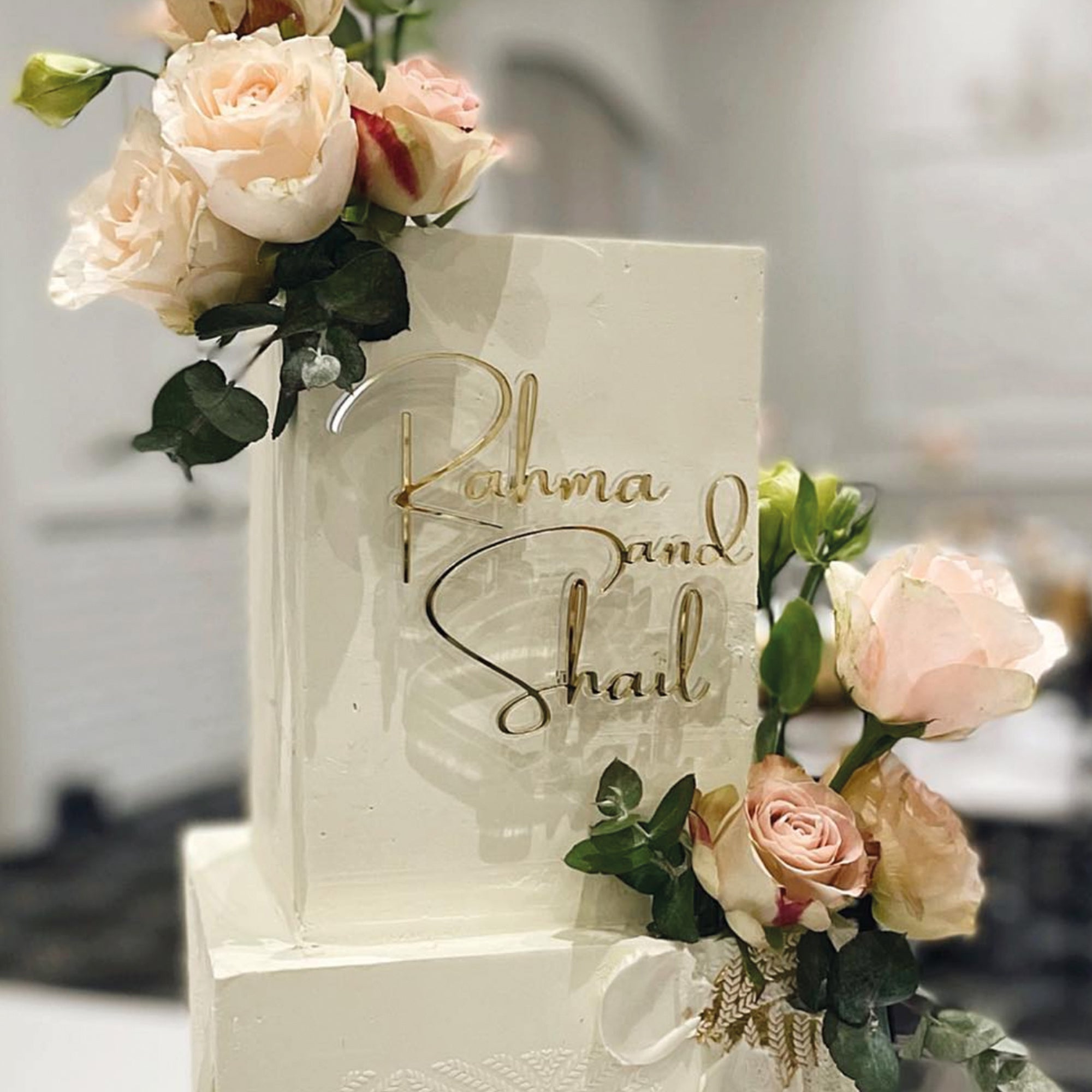 Custom Name Floating Layered Cake Fropper- wedding cake topper