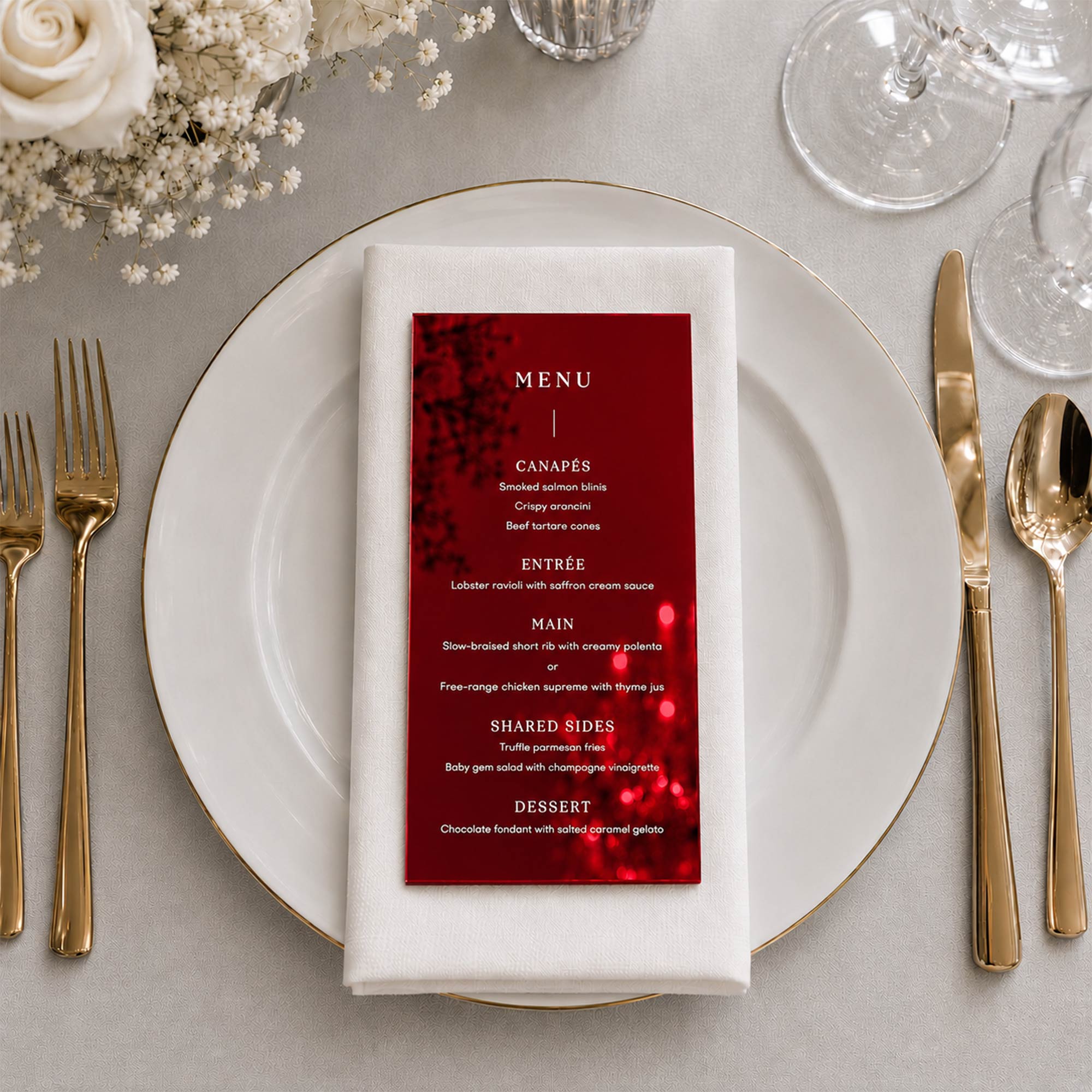 Personalised Wedding Acrylic Table Menu 4x8| Plate Menu