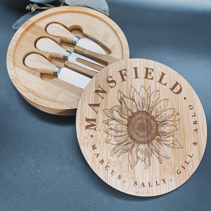 Personalised Round Cheese Board Set