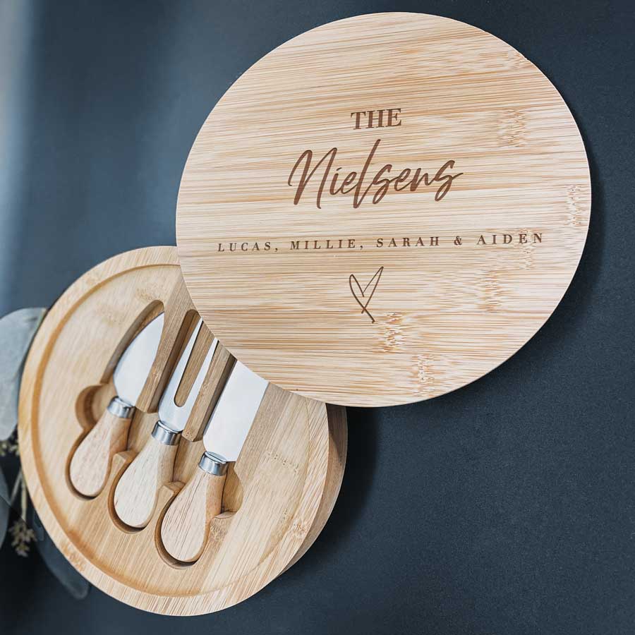 Personalised Round Cheese Board Set