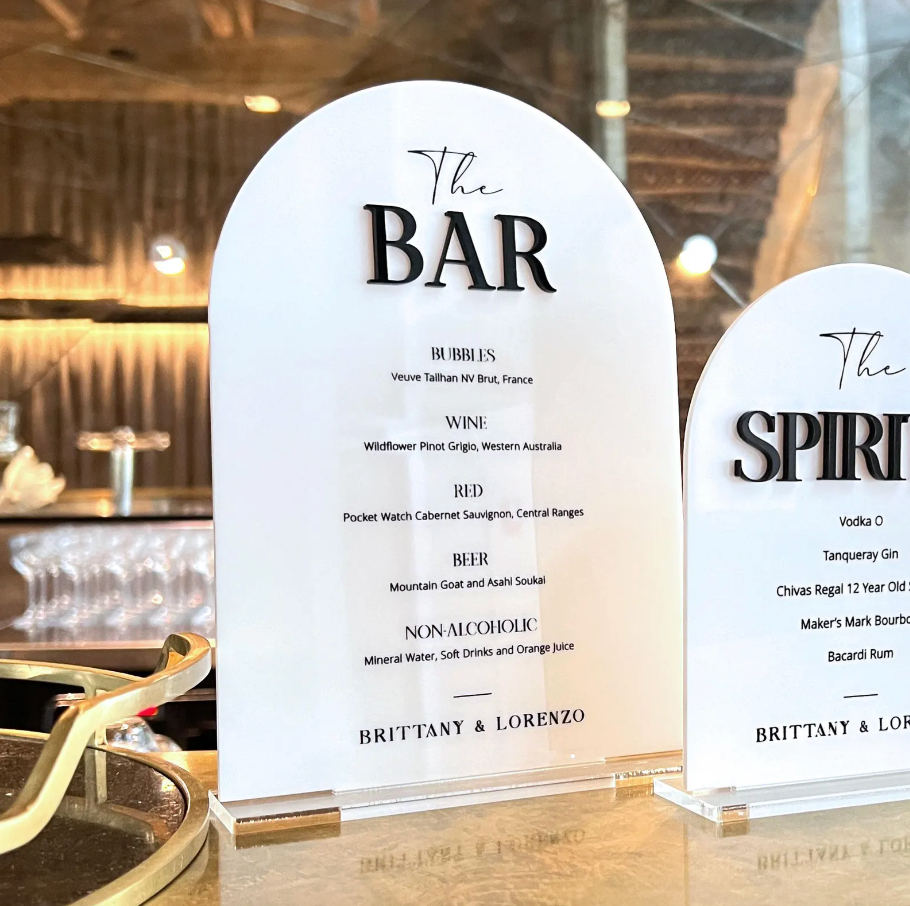 Brittany Acrylic Bar Menu Sign