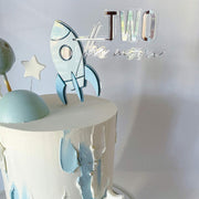 Custom Iridescent Acrylic Space Birthday Cake Topper