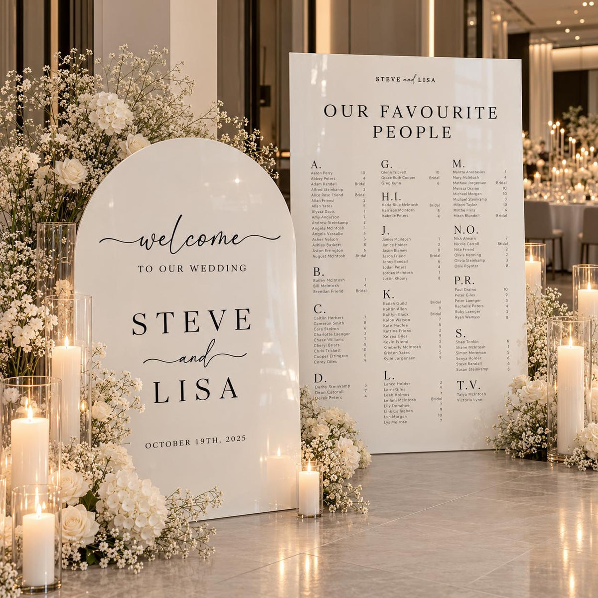 Lisa Wedding Welcome Sign and Seating Chart Bundle Package