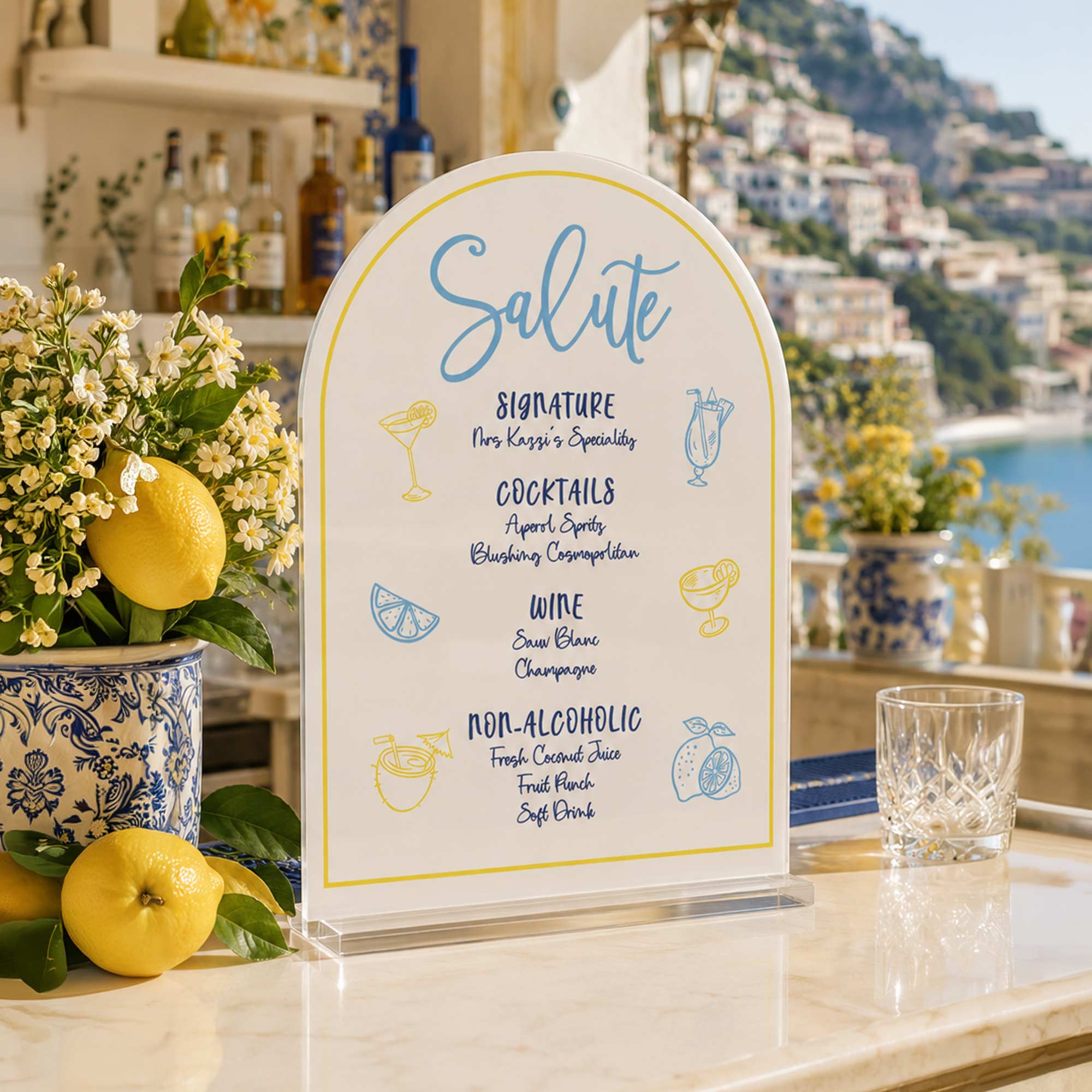 Amalfi Acrylic Bar Menu Sign