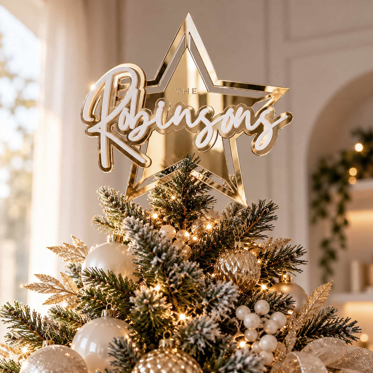3D Christmas Star Mirror Tree Topper