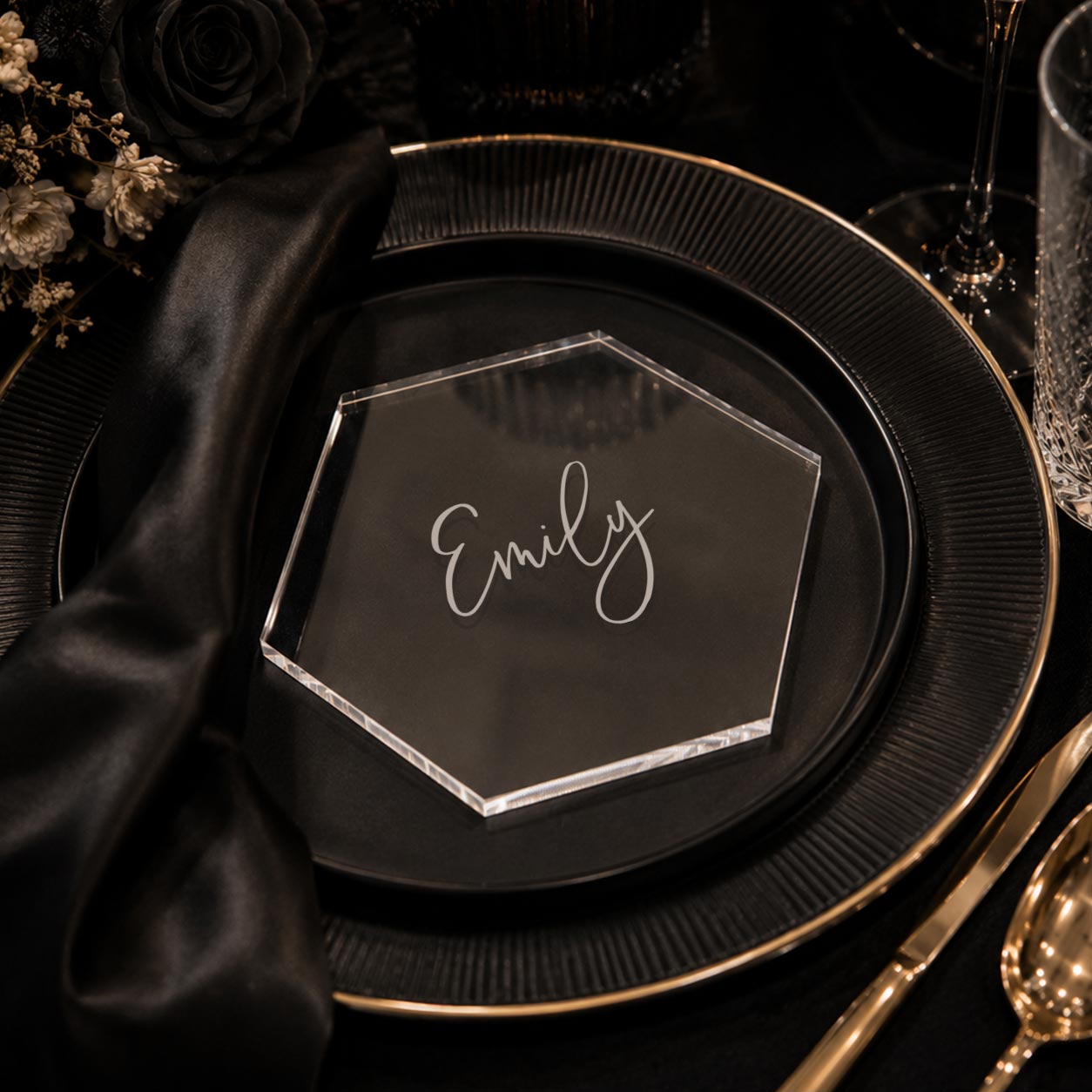 Engraved Clear Acrylic Placecard Coasters