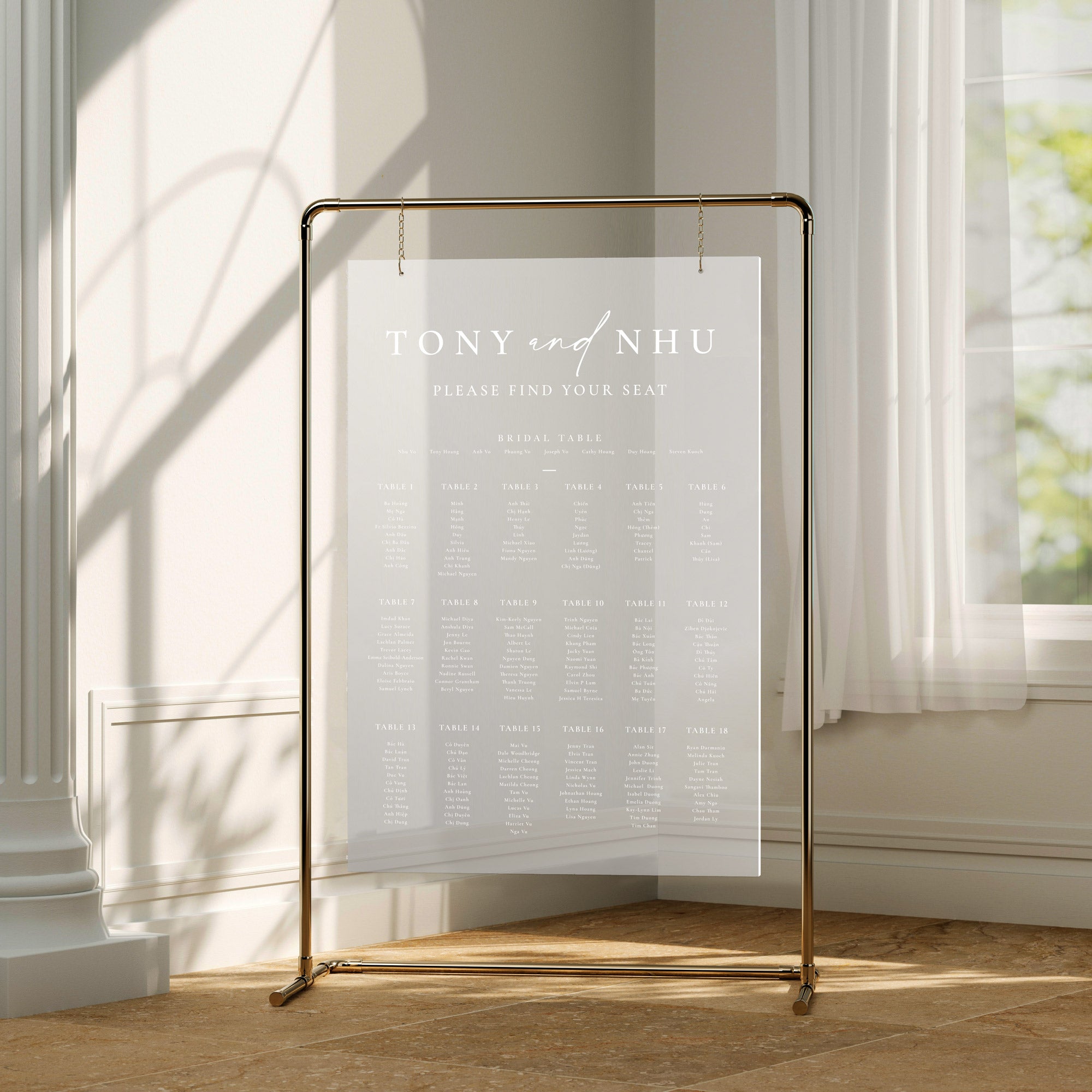 Nhu Frosted Wedding Seating Chart