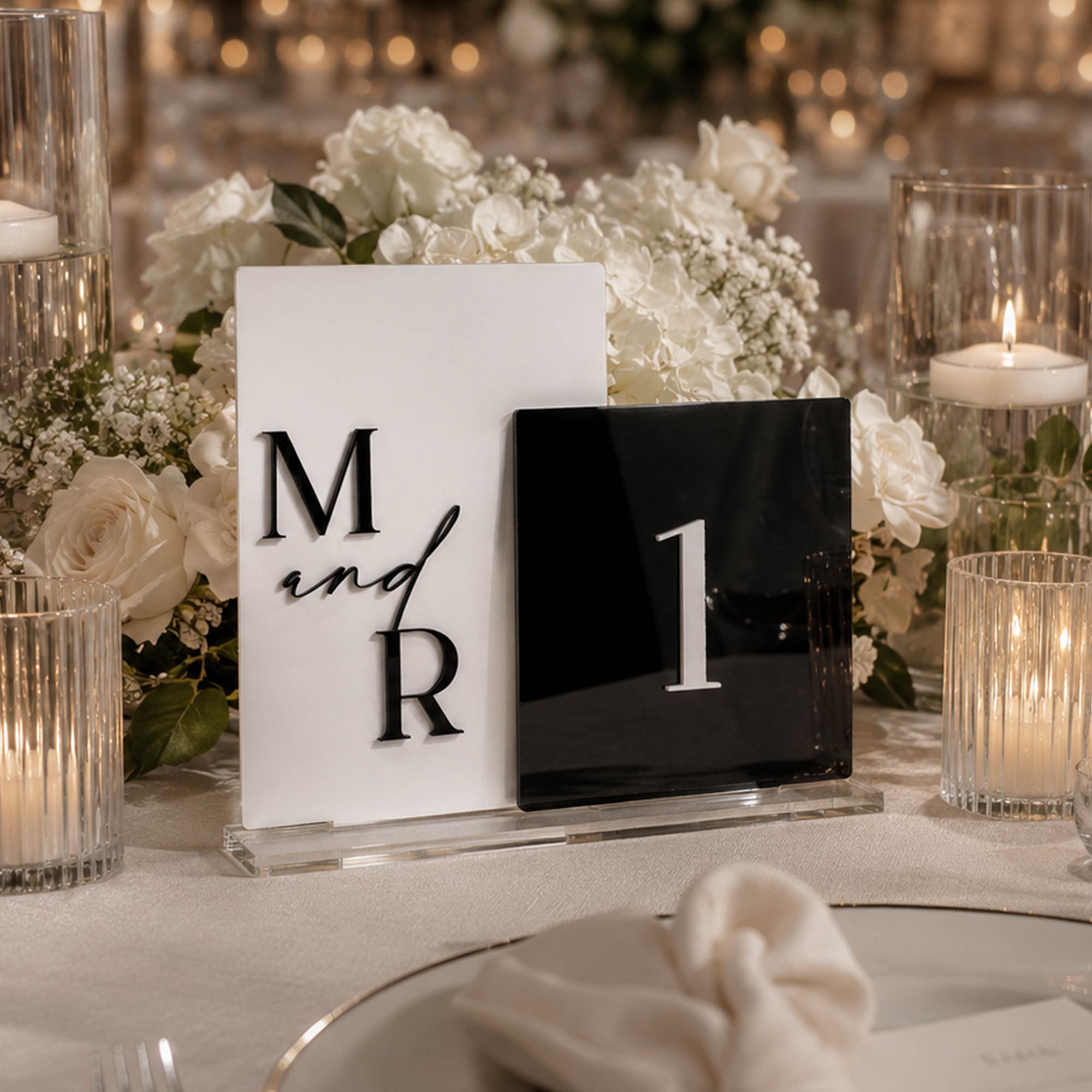 Custom Luxe Dual Acrylic Table Number