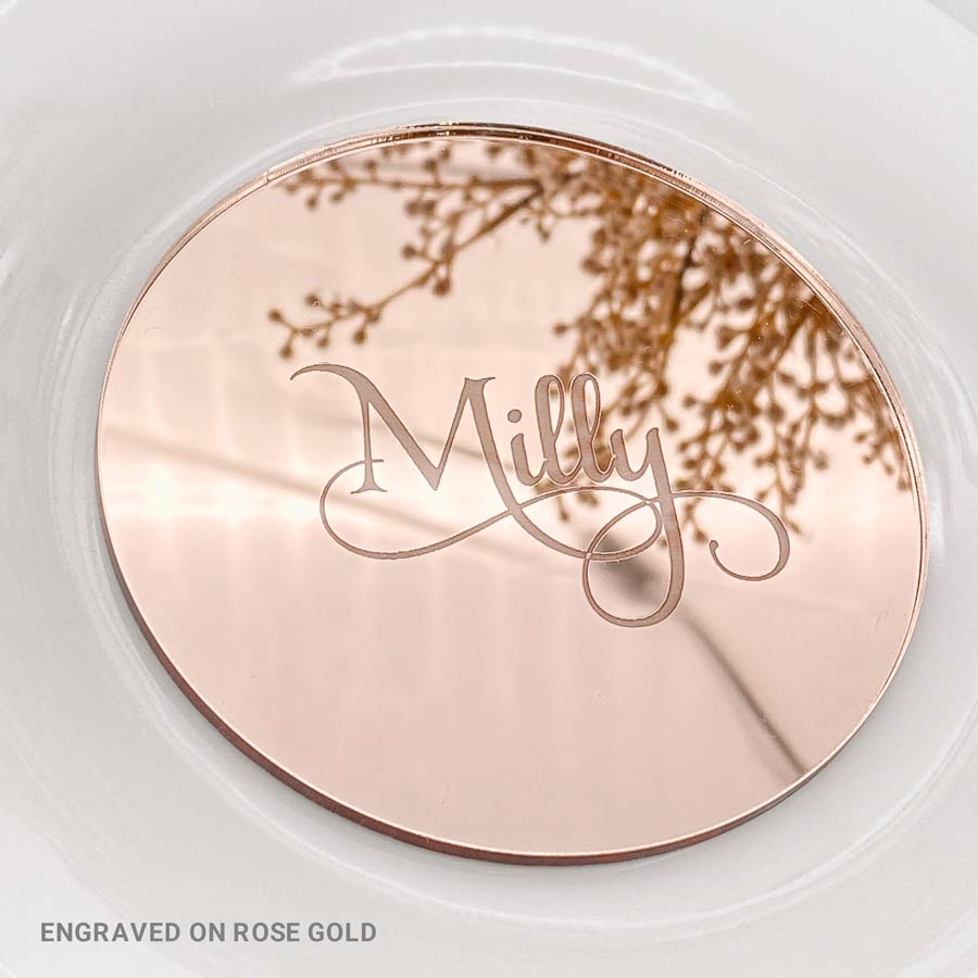 Engraved Personalised Mirror Acrylic Coasters or Place cards
