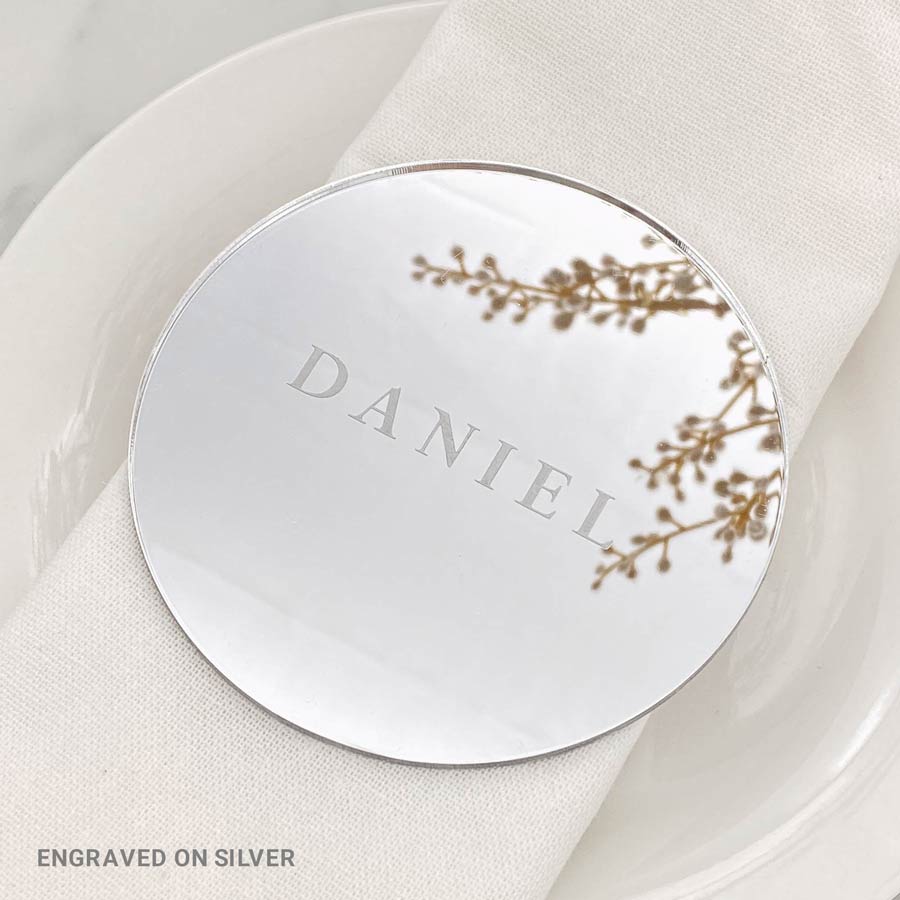Engraved Personalised Mirror Acrylic Coasters or Place cards