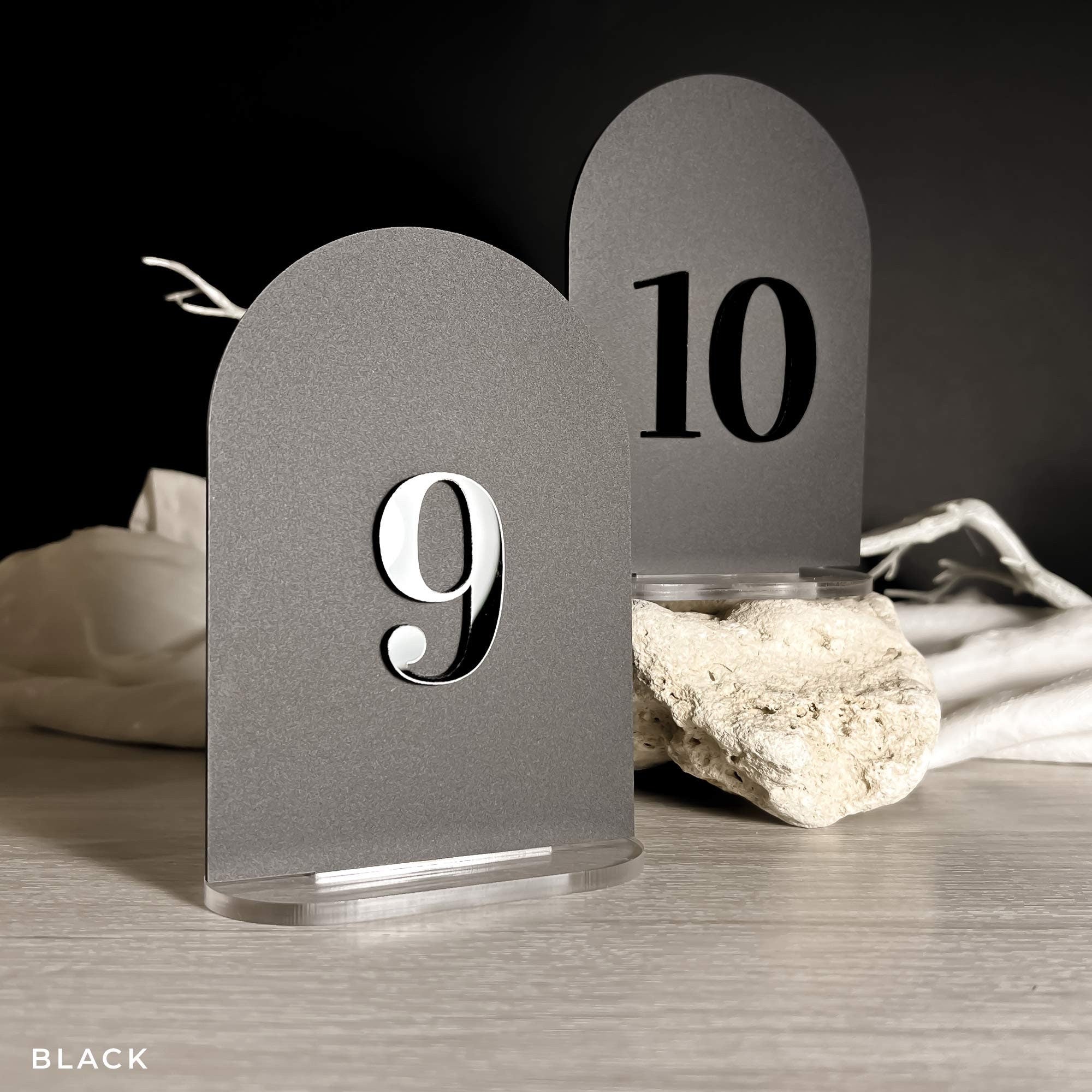 Matte Acrylic Arch Black Table Numbers | Bridal Decor | Acrylic Table Number Sign | Modern Acrylic Table Number | Wedding Table Number Black