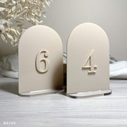 Matte Acrylic Arch Beige Table Numbers | Bridal Decor | Acrylic Table Number Sign Modern Acrylic Table Number Wedding A6 Size 10.5cmx14.8cm