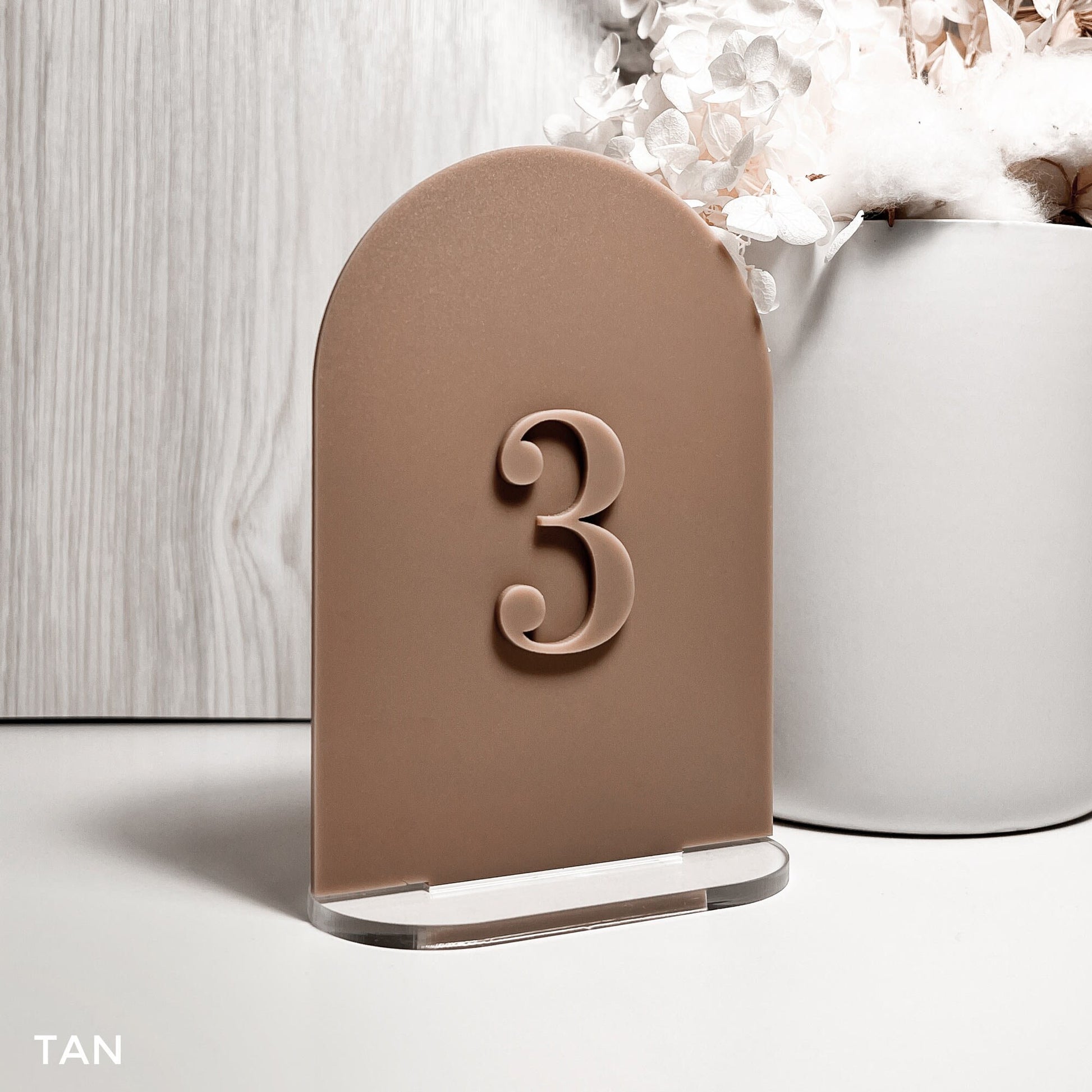 Matte Acrylic Arch Beige Table Numbers | Bridal Decor | Acrylic Table Number Sign Modern Acrylic Table Number Wedding A6 Size 10.5cmx14.8cm