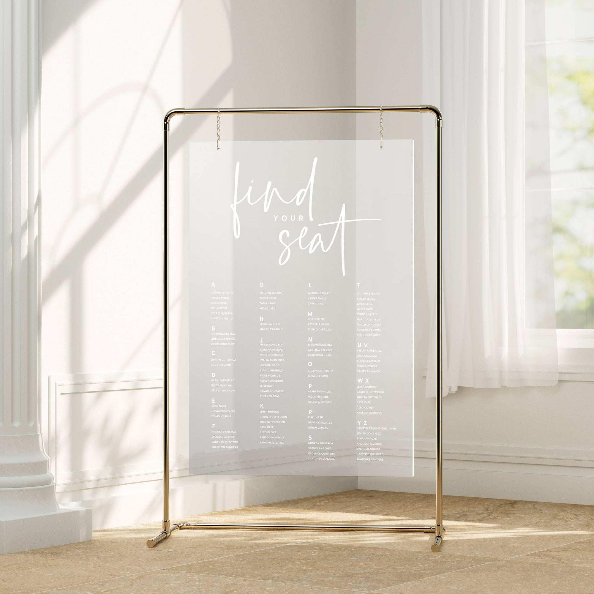 Frosted Modern Wedding Seating Chart | Guest Seating Sign | Event Signage | Wedding Decor | Seating Chart| Wedding signs