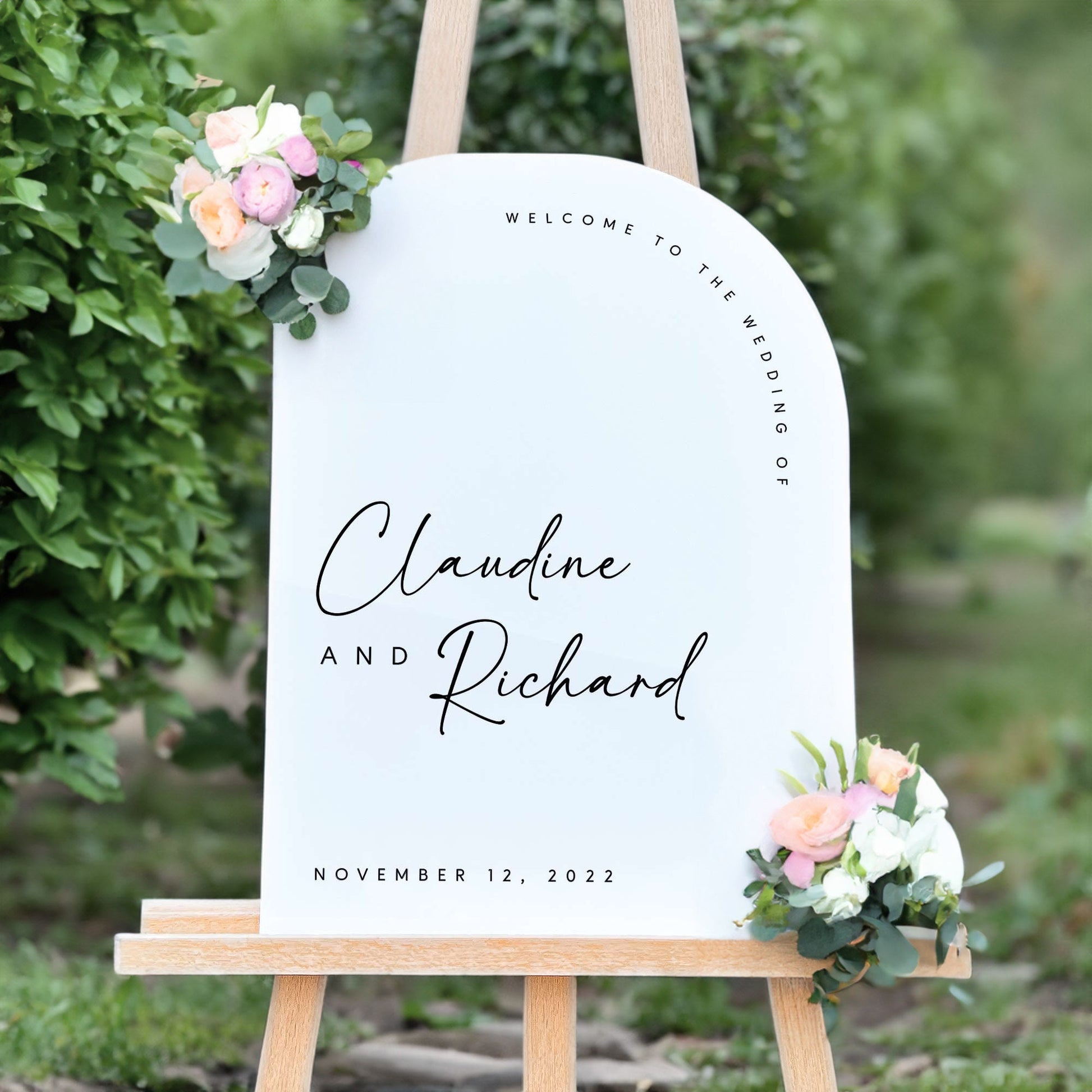 Claudine Arch Acrylic Wedding Welcome Sign | Acrylic Sign | Event Signage | Wedding Decor | Welcome Sign| Wedding signs
