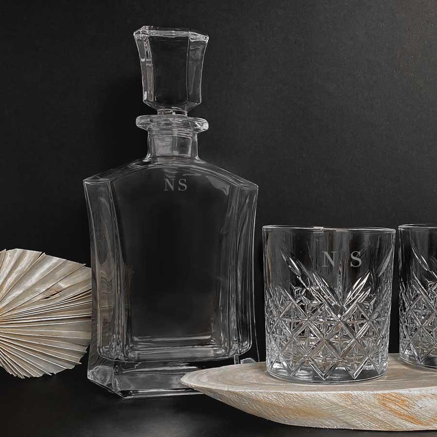 Engraved Monogram Crystal Whisky Decanter 800ml