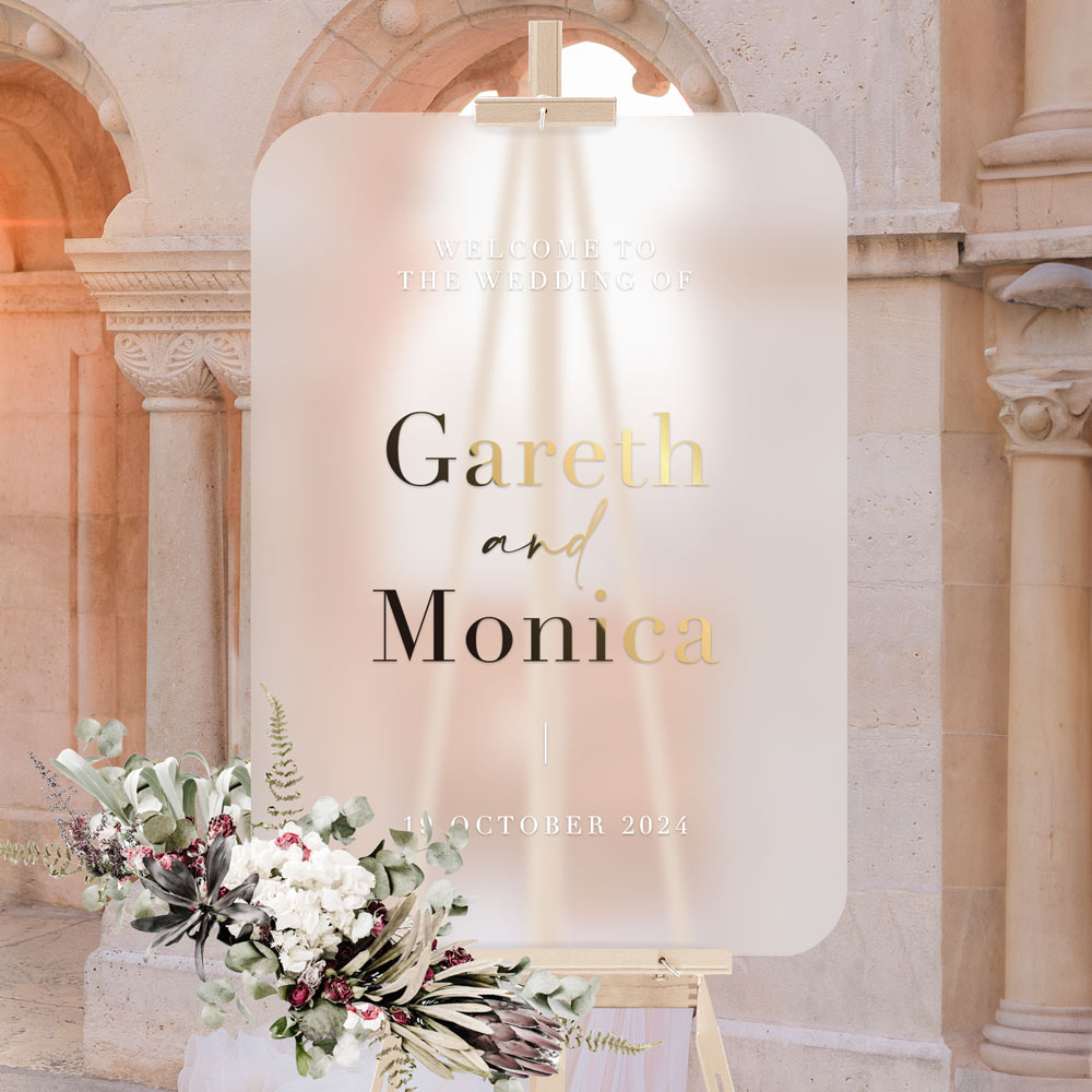 Monica Frosted Modern Acrylic Wedding Welcome Sign