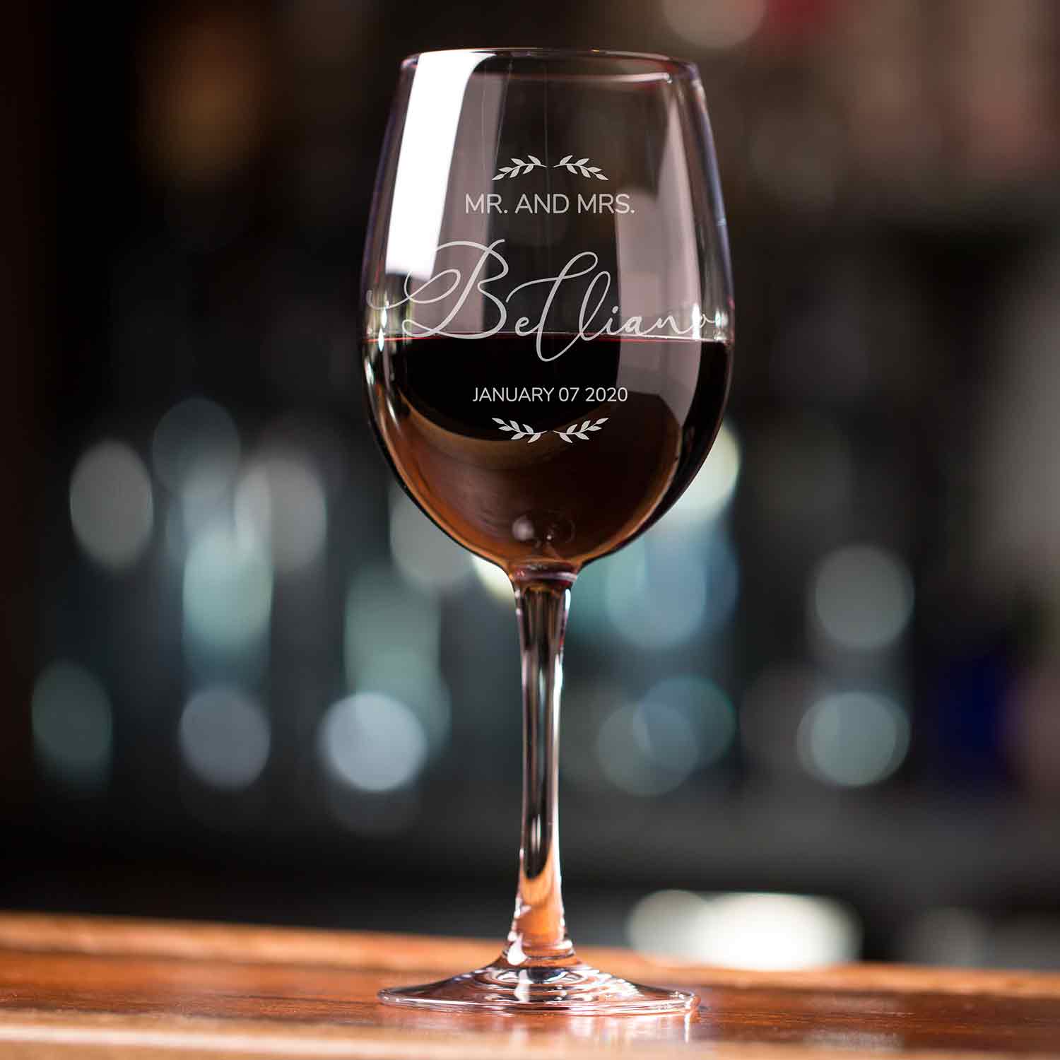 wedding engraved wine glass
