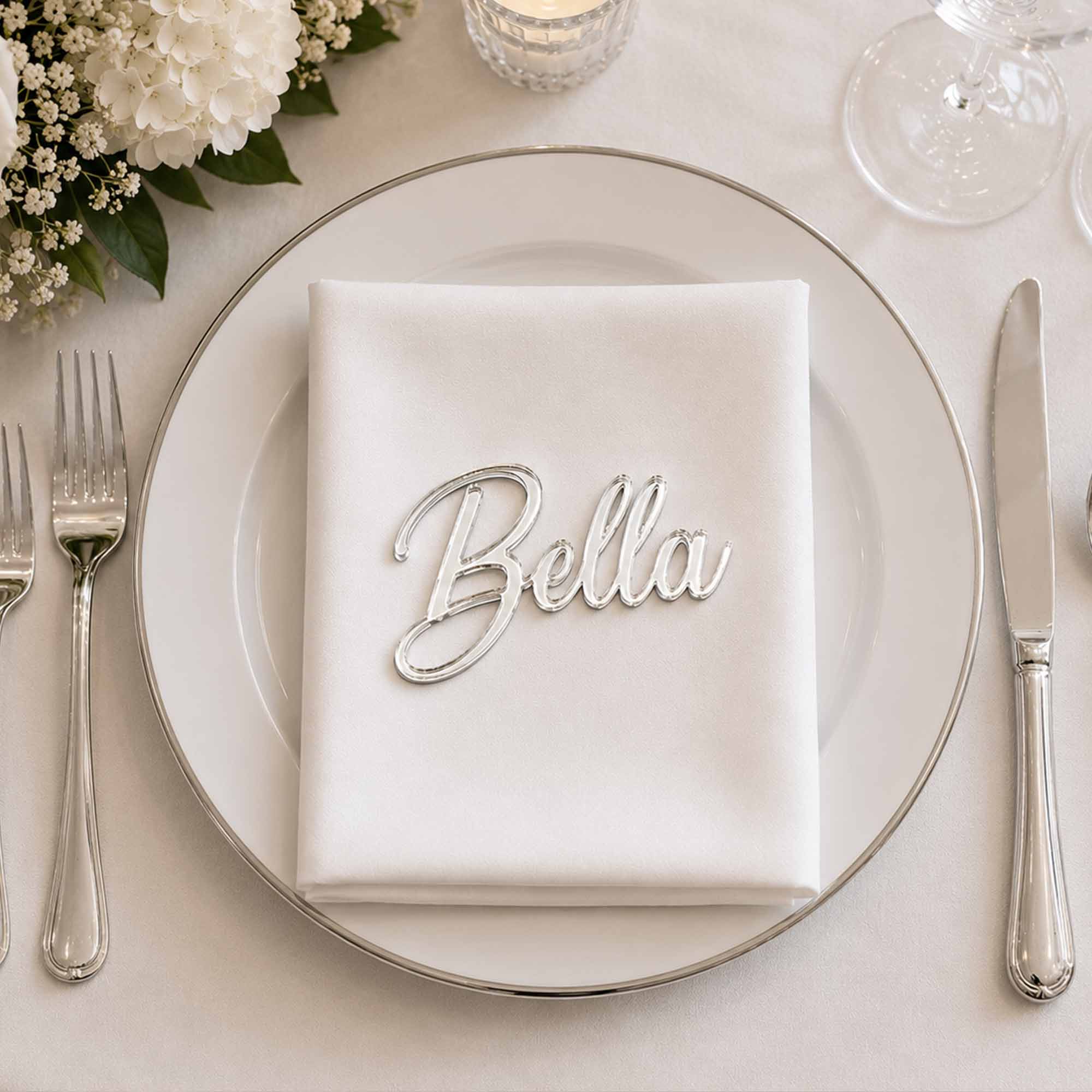 Personalised Name Mirror Place Cards