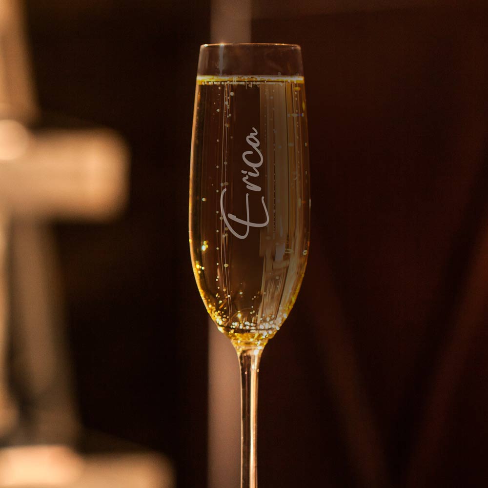 engraved champagne glass