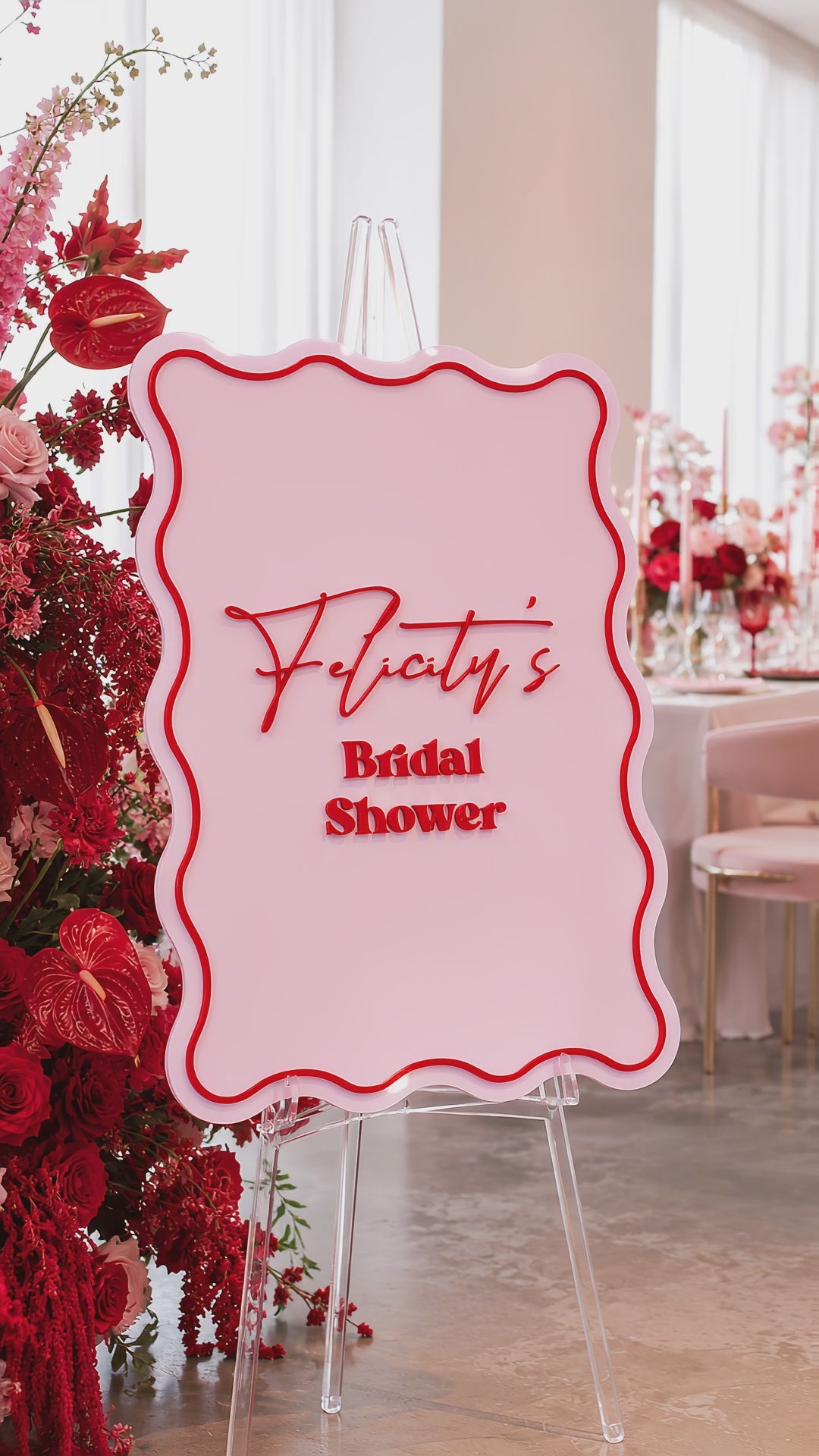 Load video: Flick Acrylic Bridal Shower Wedding Welcome Sign
