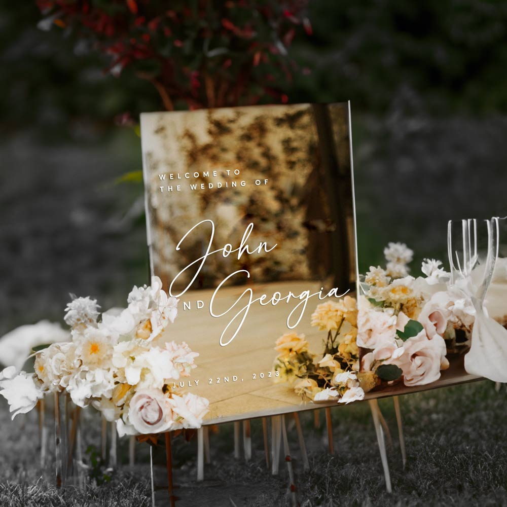 Personalised Acrylic Mirror Wedding Welcome Sign