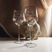 Mr & Mrs Premium Crystal Wine Glasses Set with Gold Rim