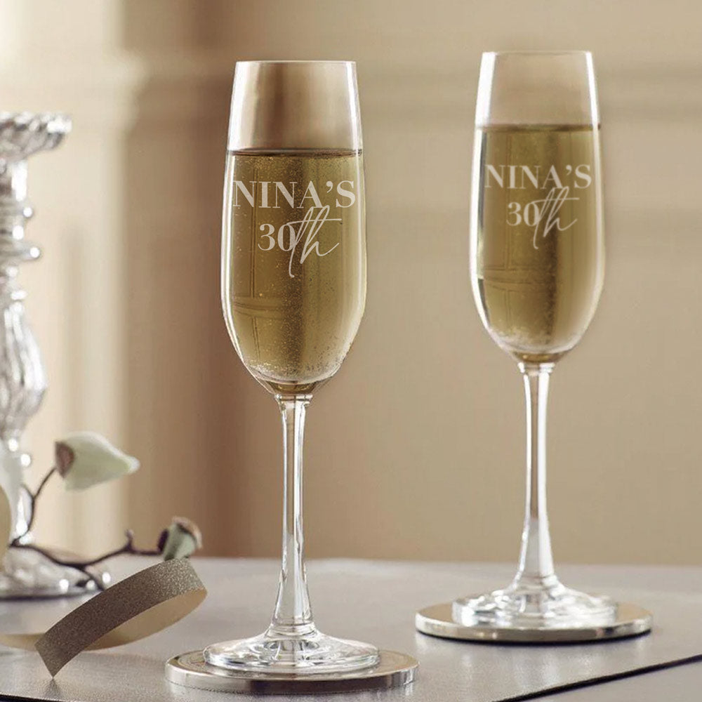 Personalised Modern Birthday Champagne Flute