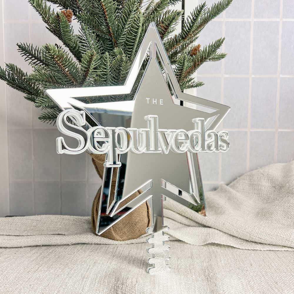 3D Classic Christmas Star Mirror Tree Topper
