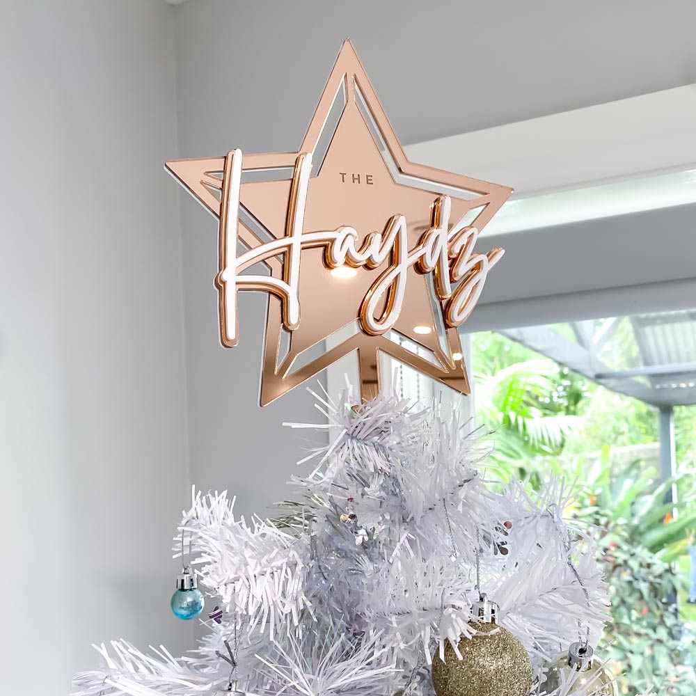 3D Christmas Star Mirror Tree Topper
