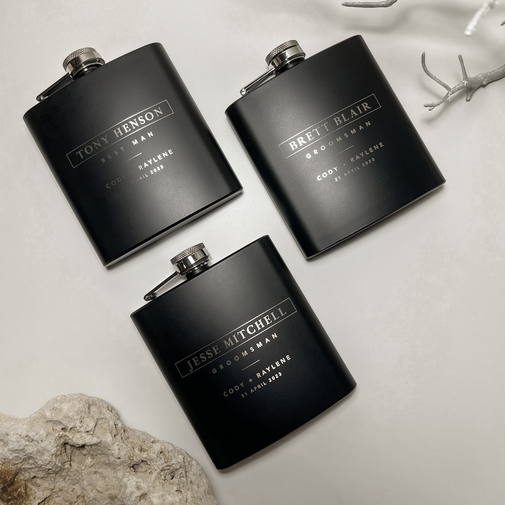 Engraved Bestman Groomsmen Flask - view 3