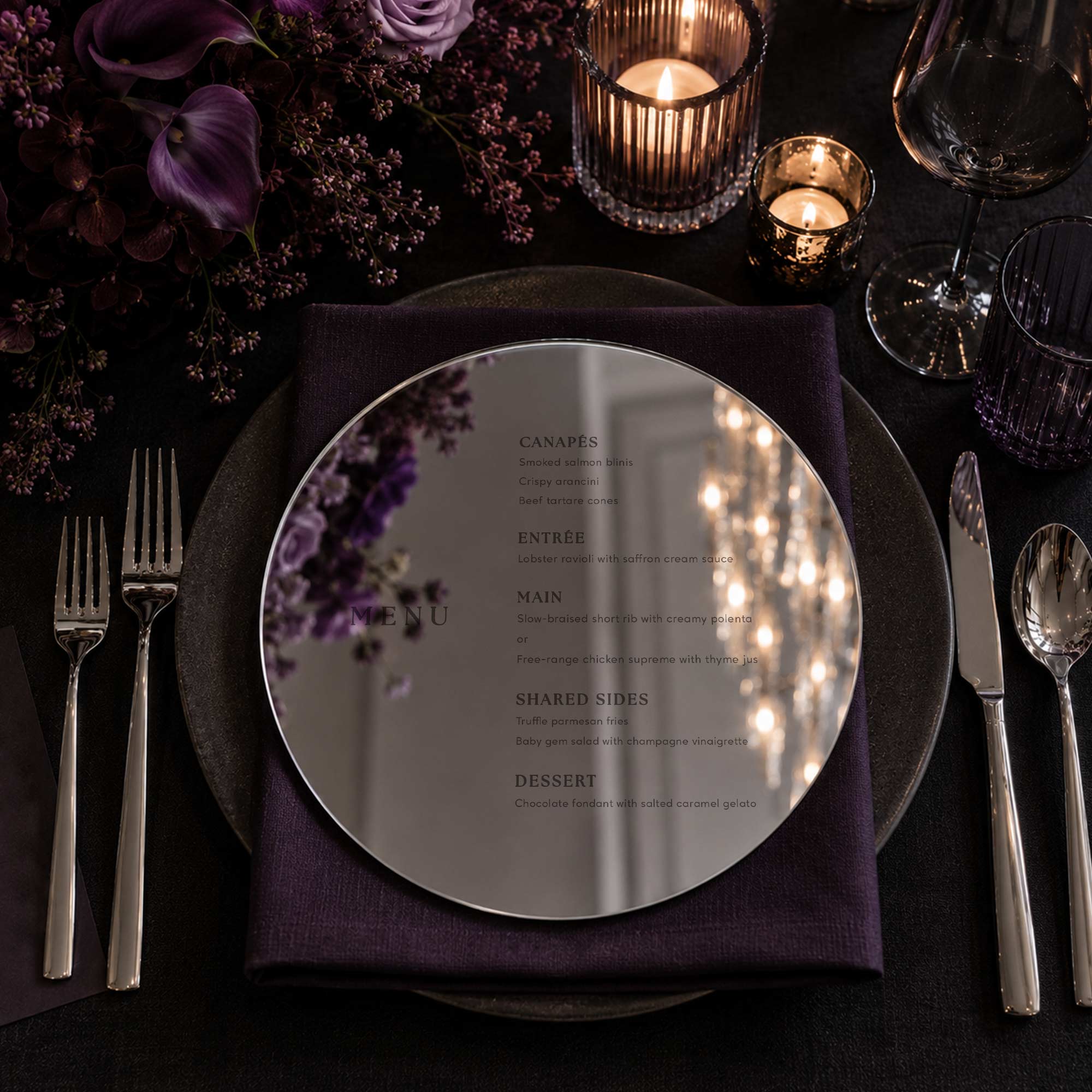 Personalised Wedding Acrylic Table Menu | Plate Menu