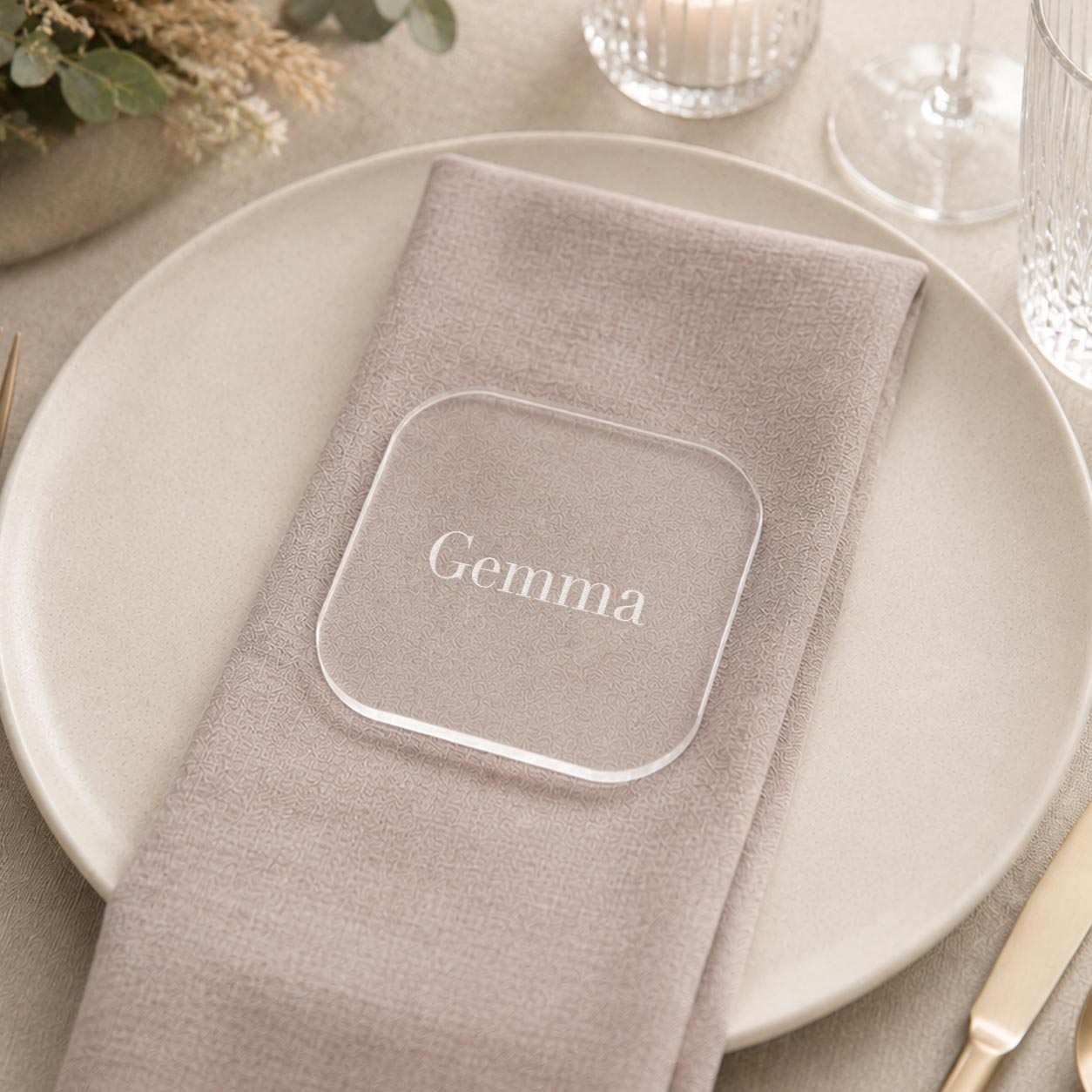 Engraved Clear Acrylic Placecard Coasters