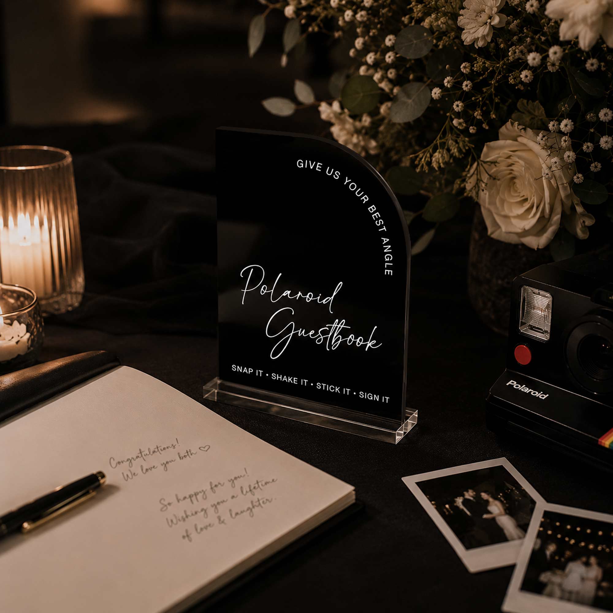 Acrylic Wedding Polaroid Guestbook Arch Sign