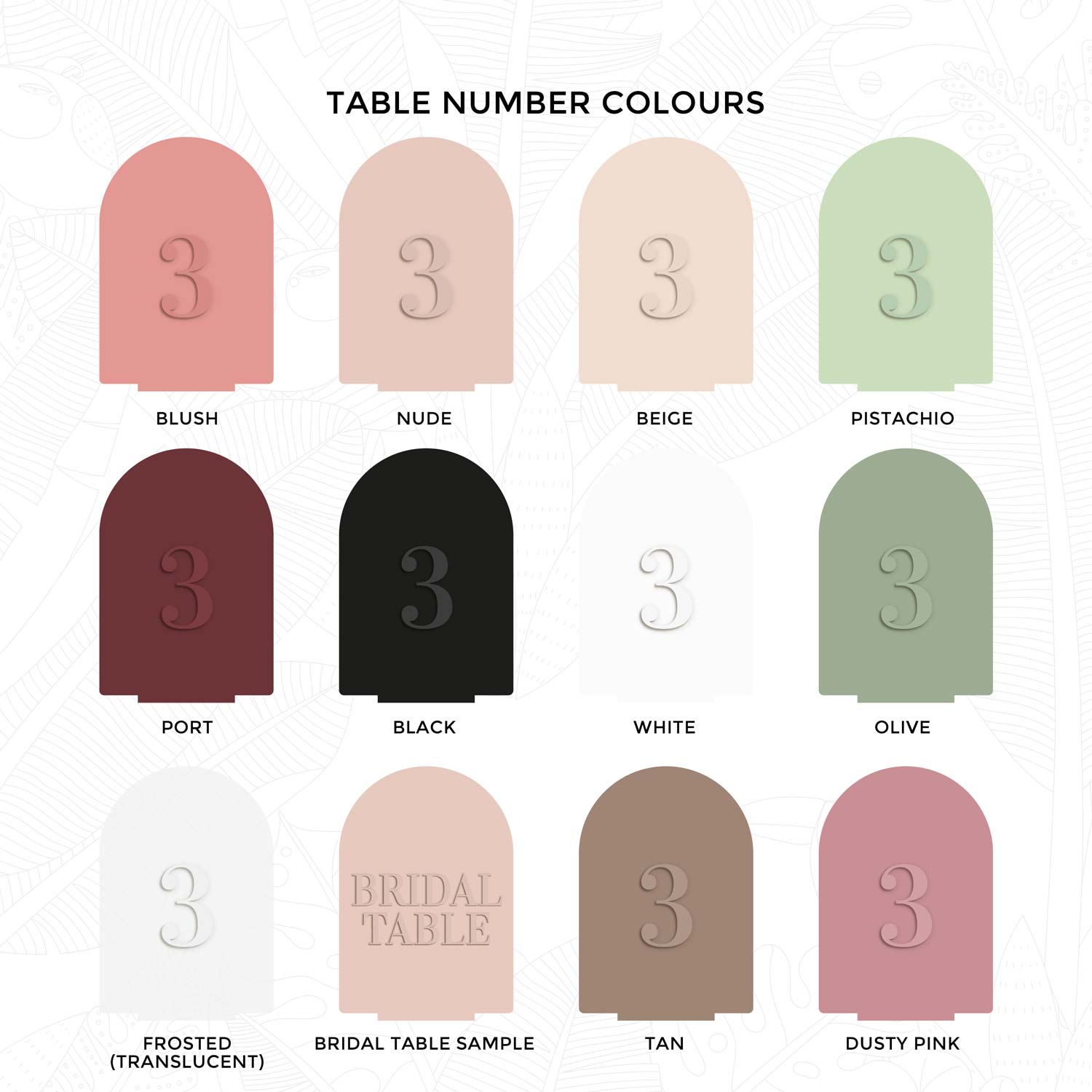 Matte Arch Table Numbers