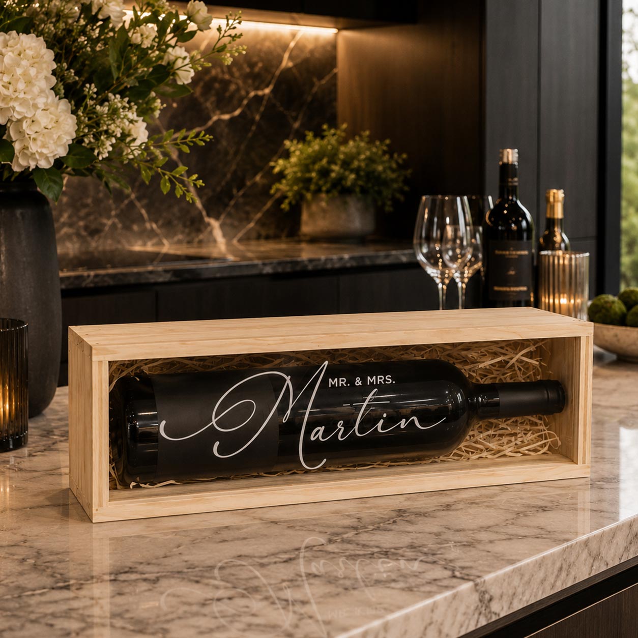 Engraved Wedding Wine or Champagne Box
